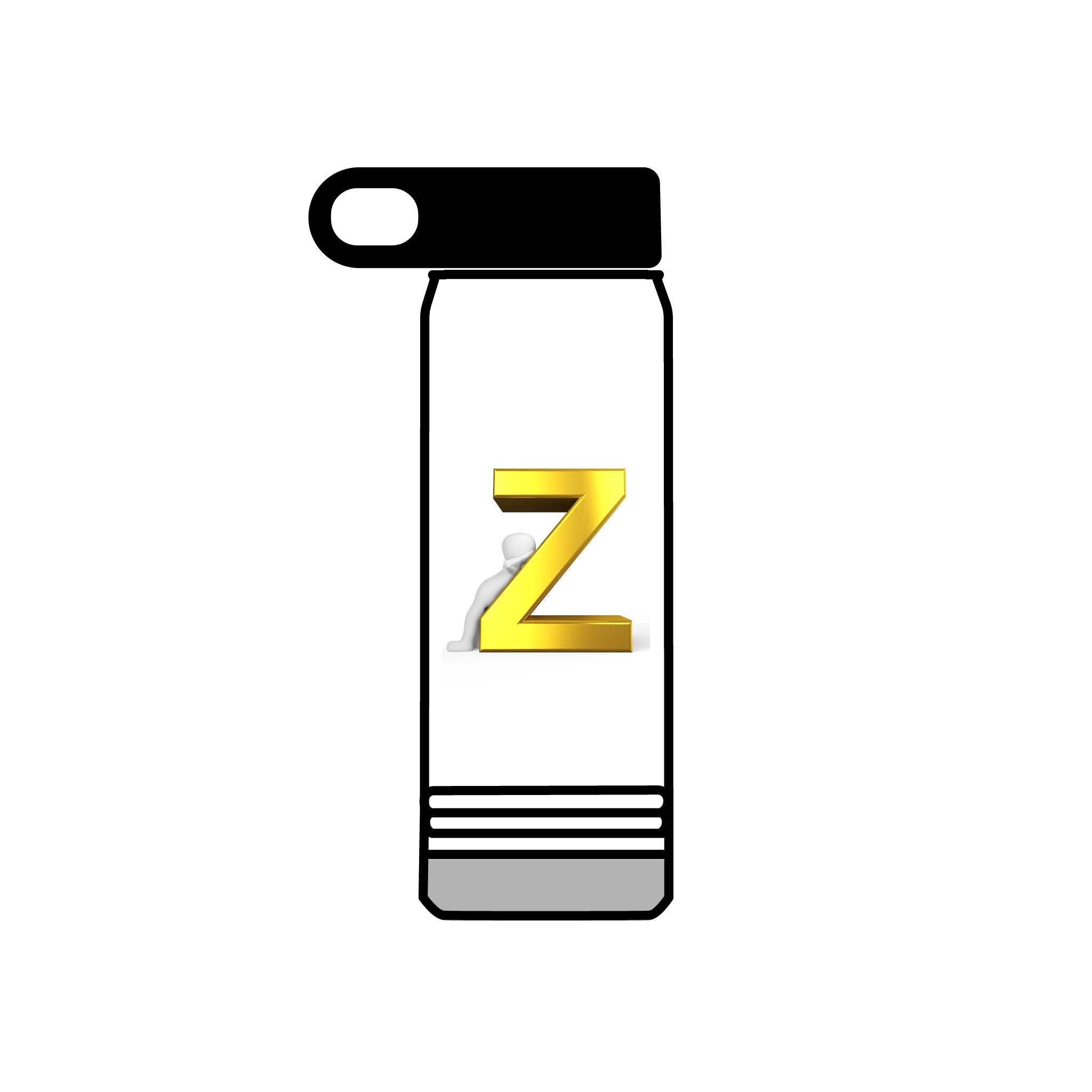Bouteille d'eau Z 3D dorée | Monogramme initiale 590 ml
