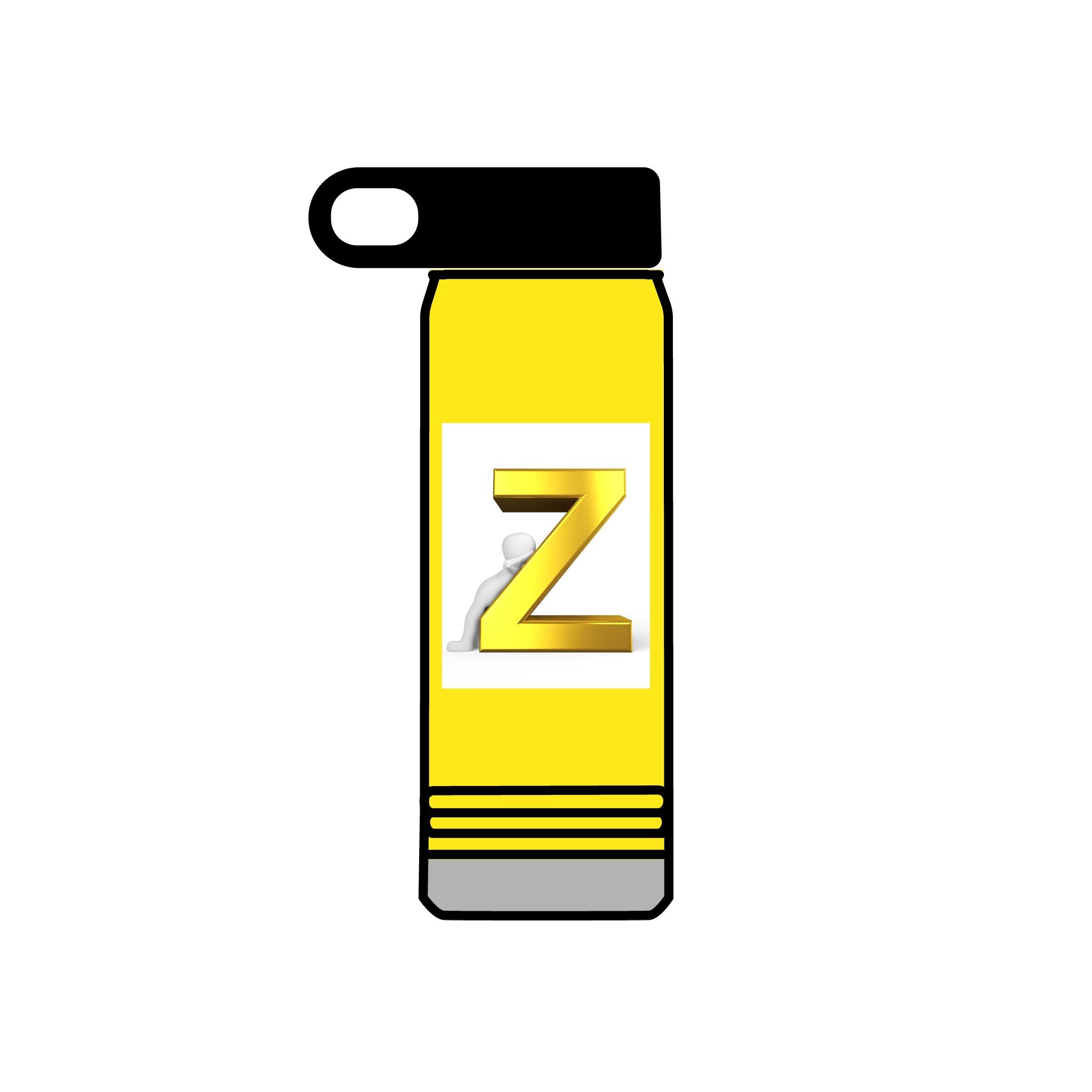 Bouteille d'eau Z 3D dorée | Monogramme initiale 590 ml
