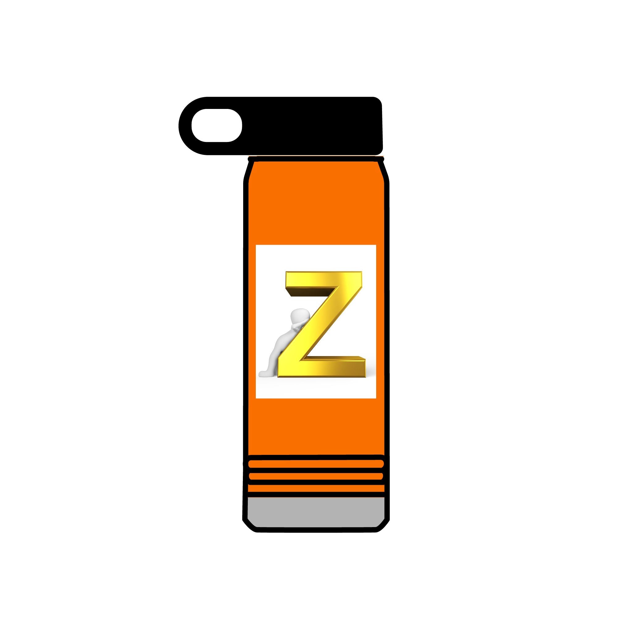 Bouteille d'eau Z 3D dorée | Monogramme initiale 590 ml
