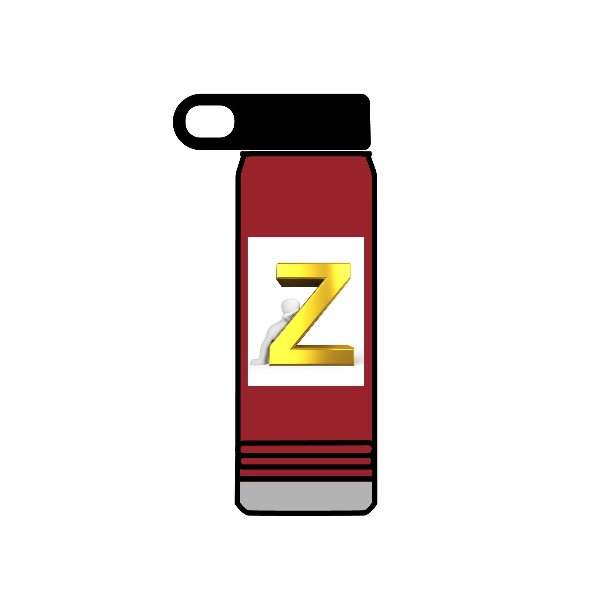 Bouteille d'eau Z 3D dorée | Monogramme initiale 590 ml
