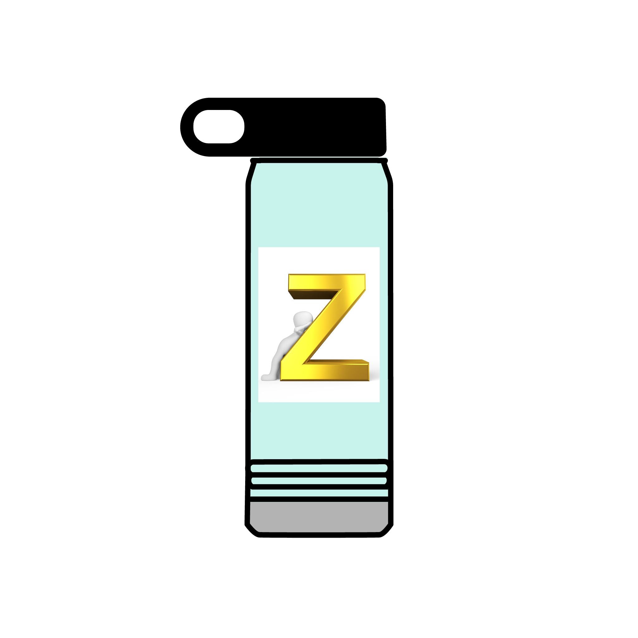 Bouteille d'eau Z 3D dorée | Monogramme initiale 590 ml