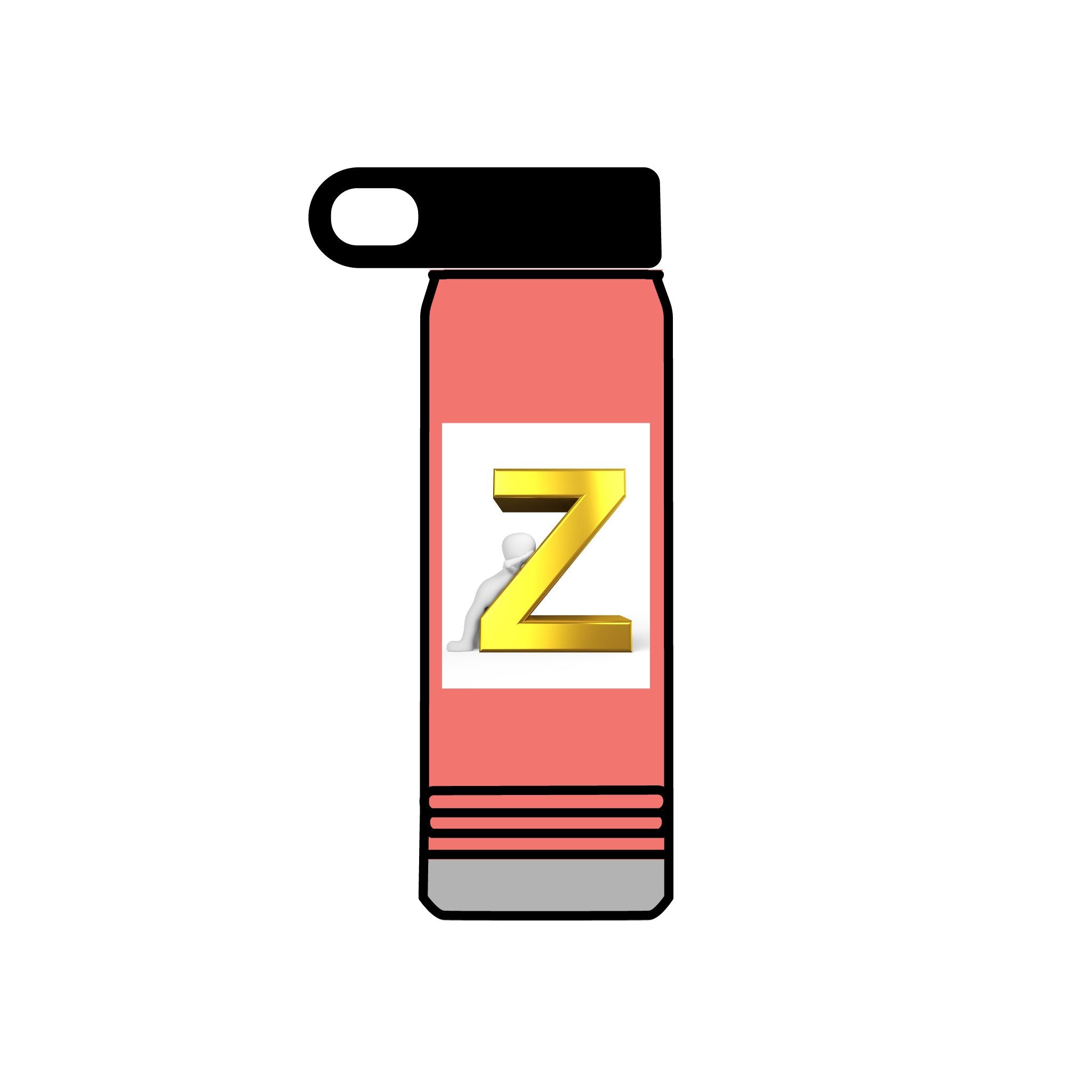 Bouteille d'eau Z 3D dorée | Monogramme initiale 590 ml