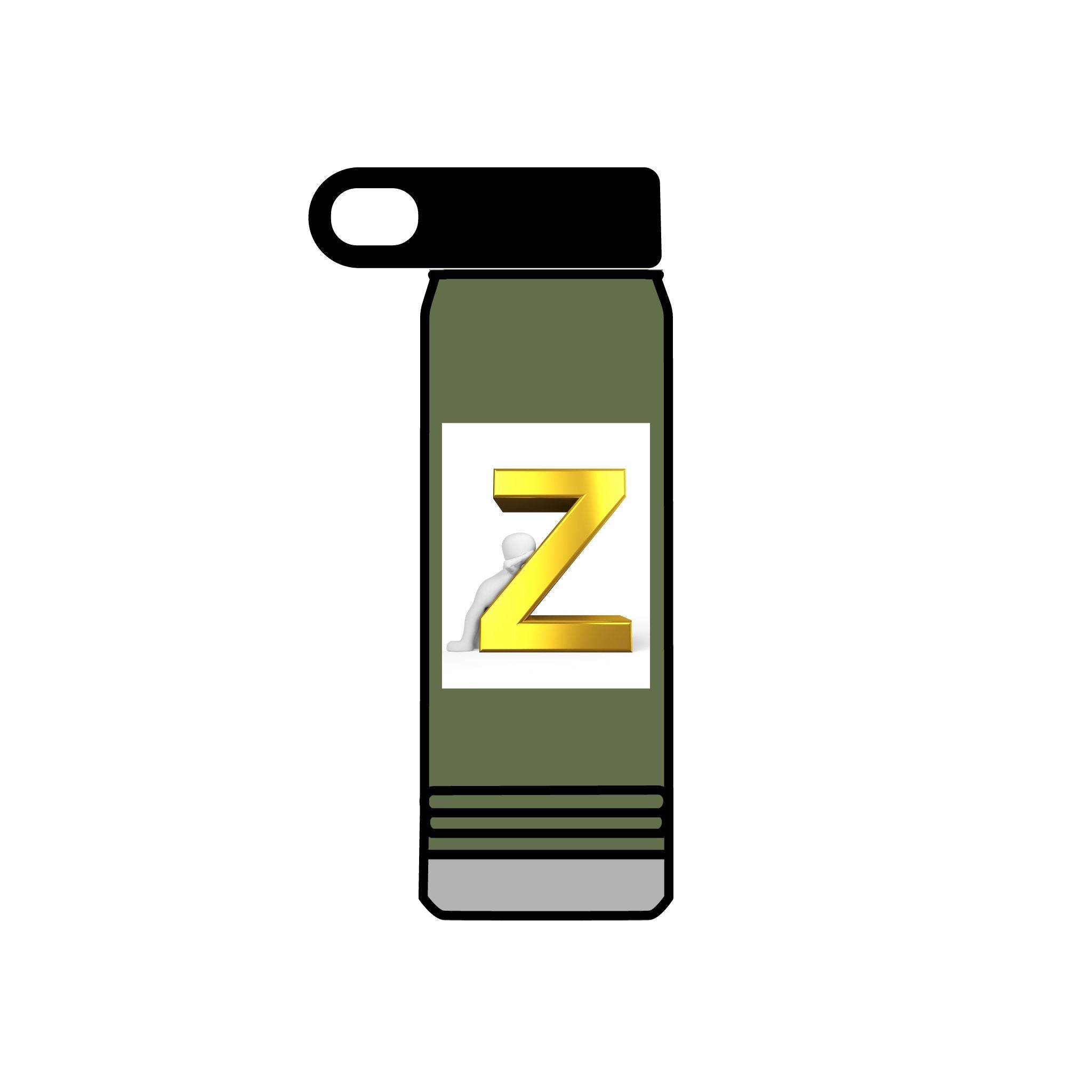 Bouteille d'eau Z 3D dorée | Monogramme initiale 590 ml