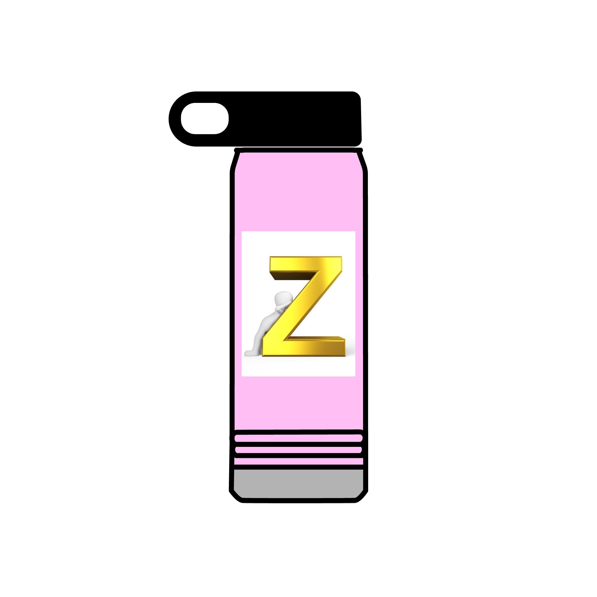 Bouteille d'eau Z 3D dorée | Monogramme initiale 590 ml