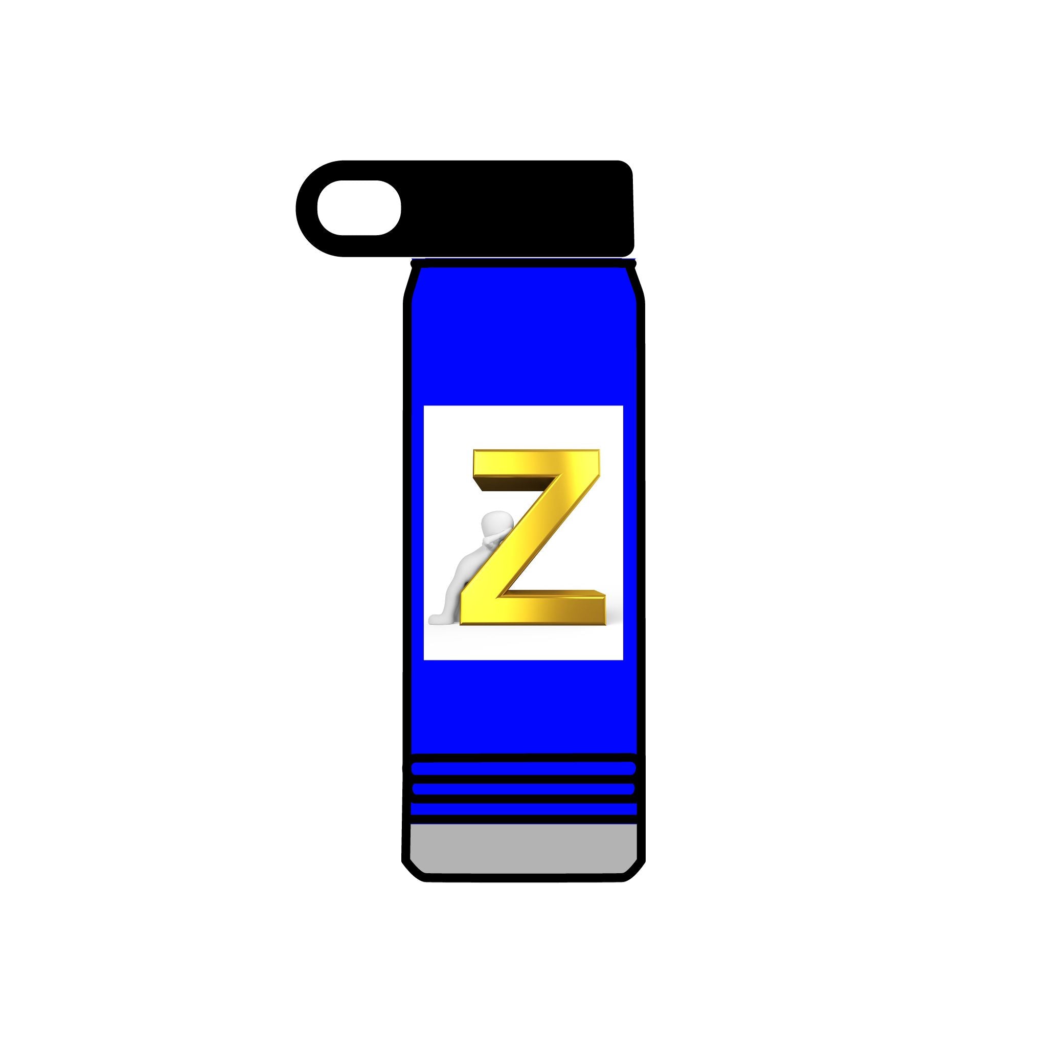 Bouteille d'eau Z 3D dorée | Monogramme initiale 590 ml