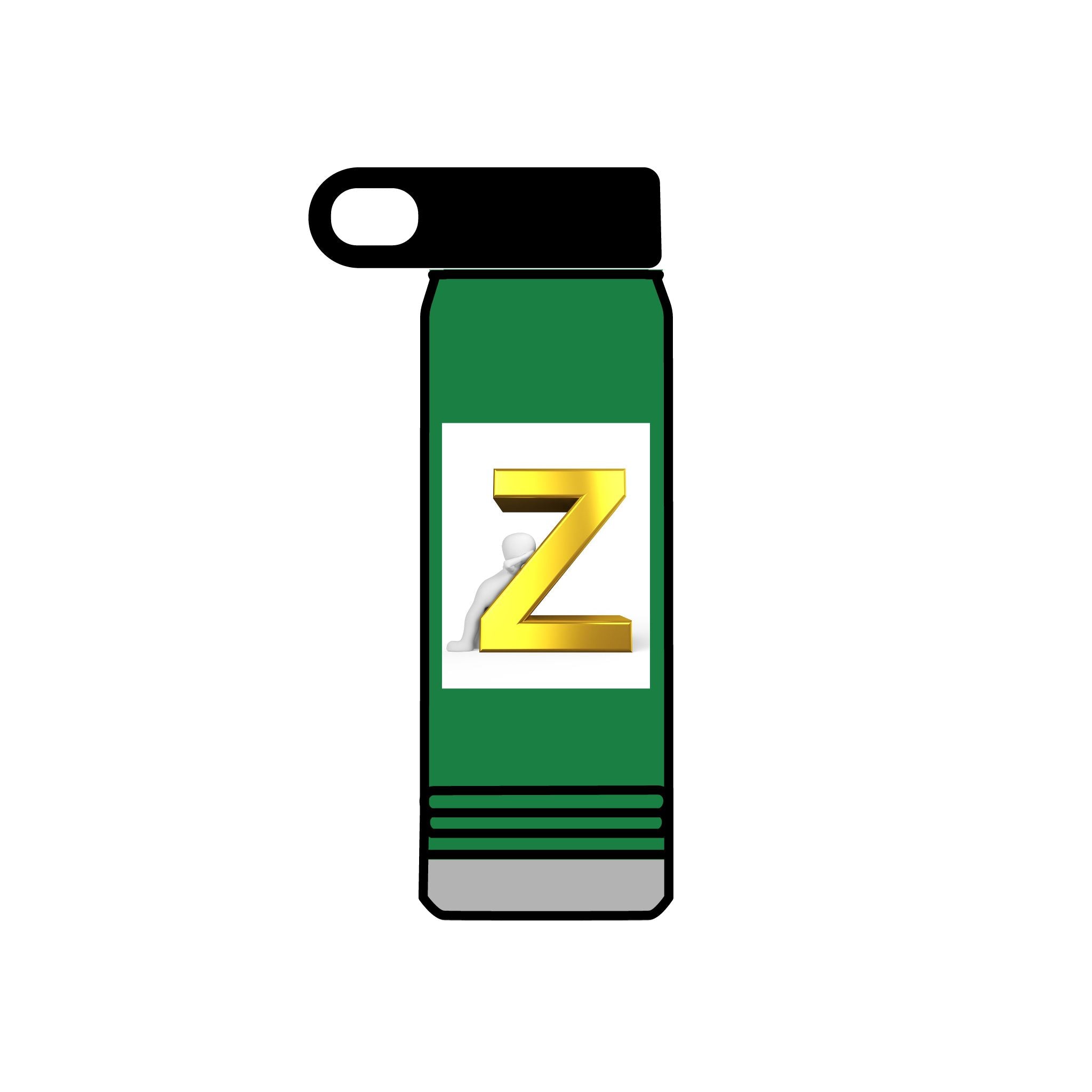 Bouteille d'eau Z 3D dorée | Monogramme initiale 590 ml