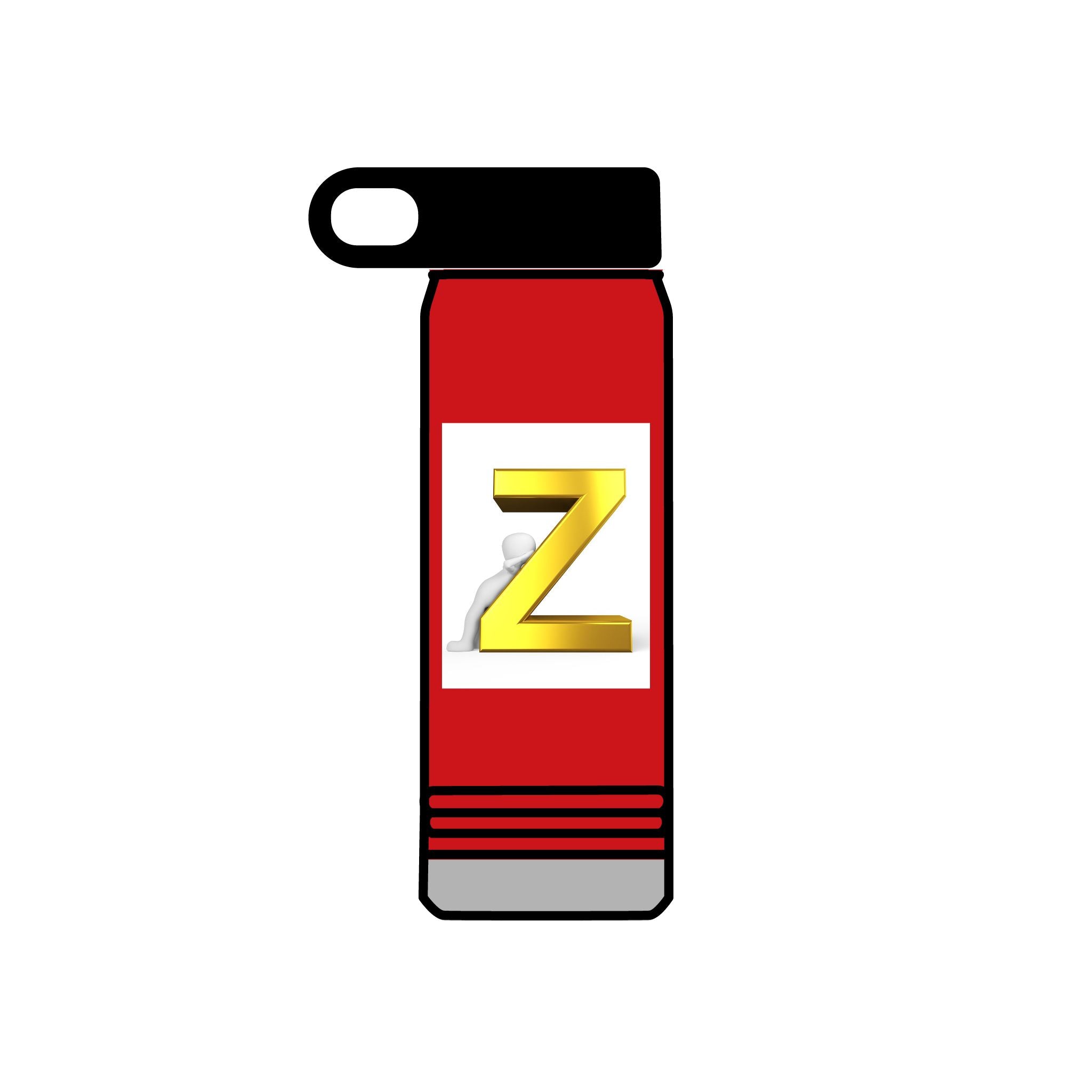 Bouteille d'eau Z 3D dorée | Monogramme initiale 590 ml
