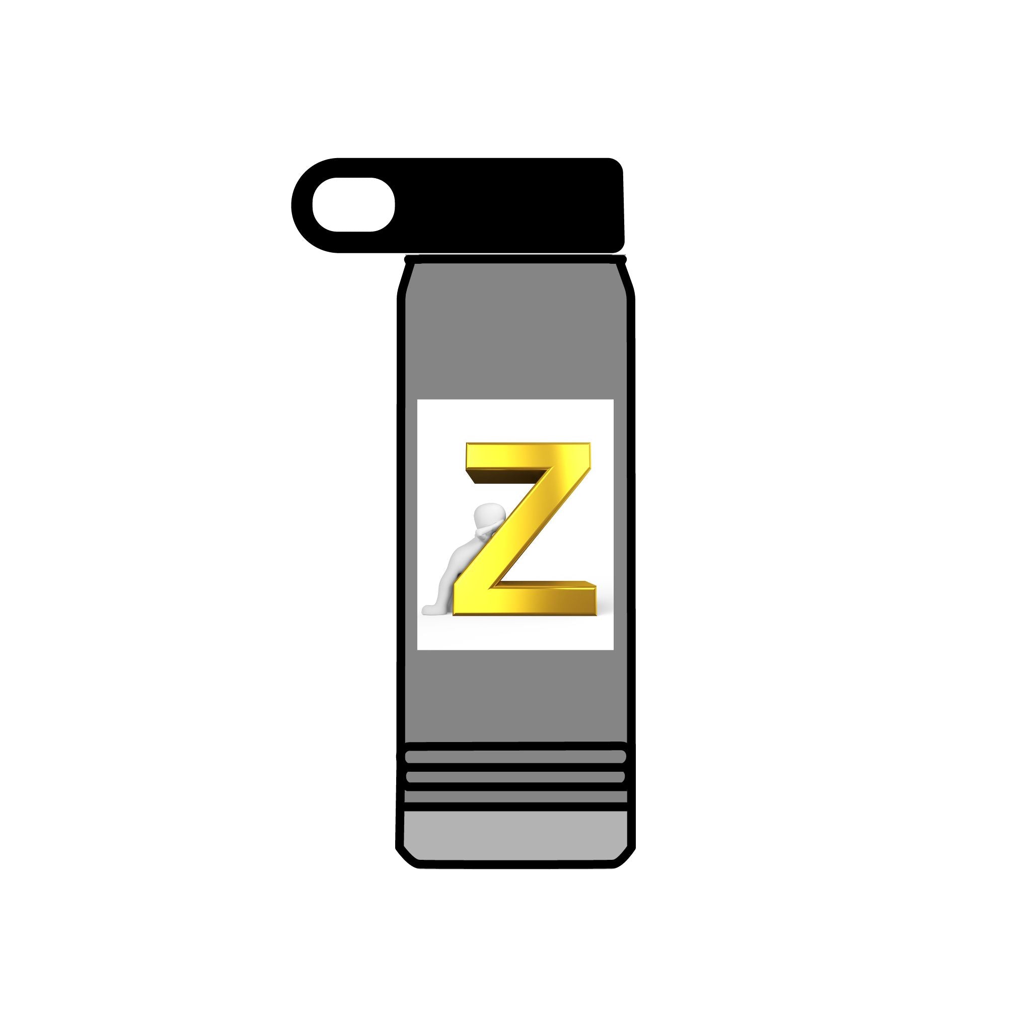 Gold 3D Letter Z Water Bottle | Monogram Initial 20oz