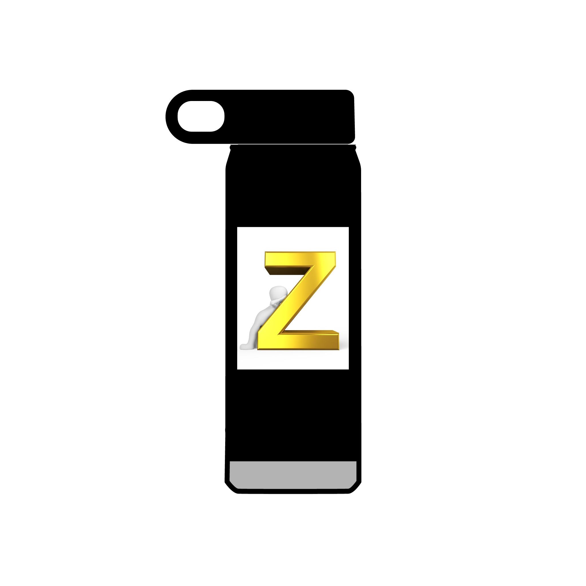 Bouteille d'eau Z 3D dorée | Monogramme initiale 590 ml