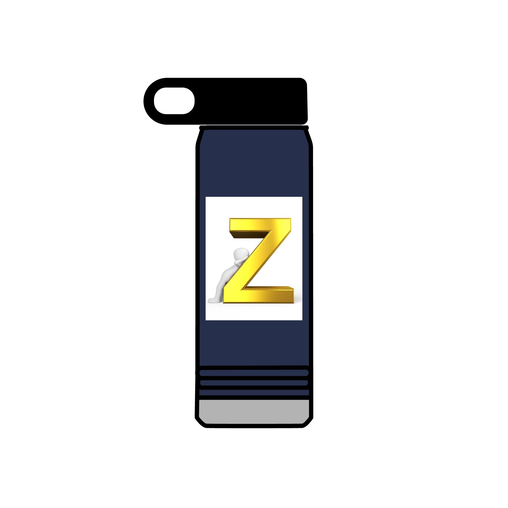 Bouteille d'eau Z 3D dorée | Monogramme initiale 590 ml