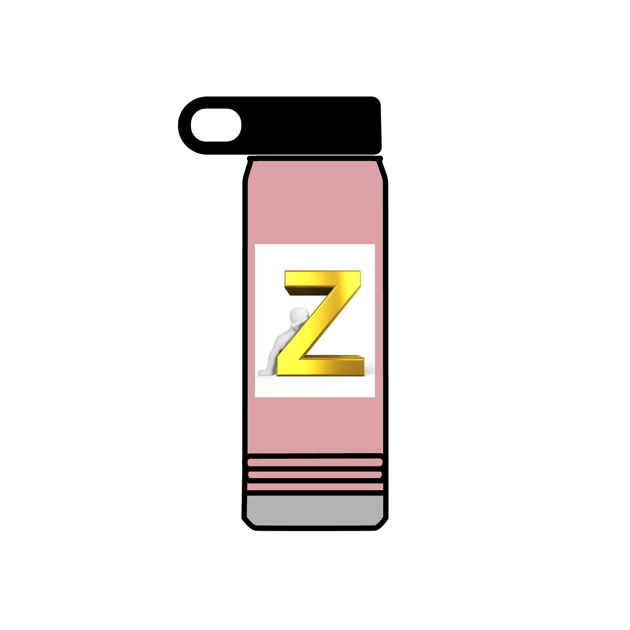 Bouteille d'eau Z 3D dorée | Monogramme initiale 590 ml