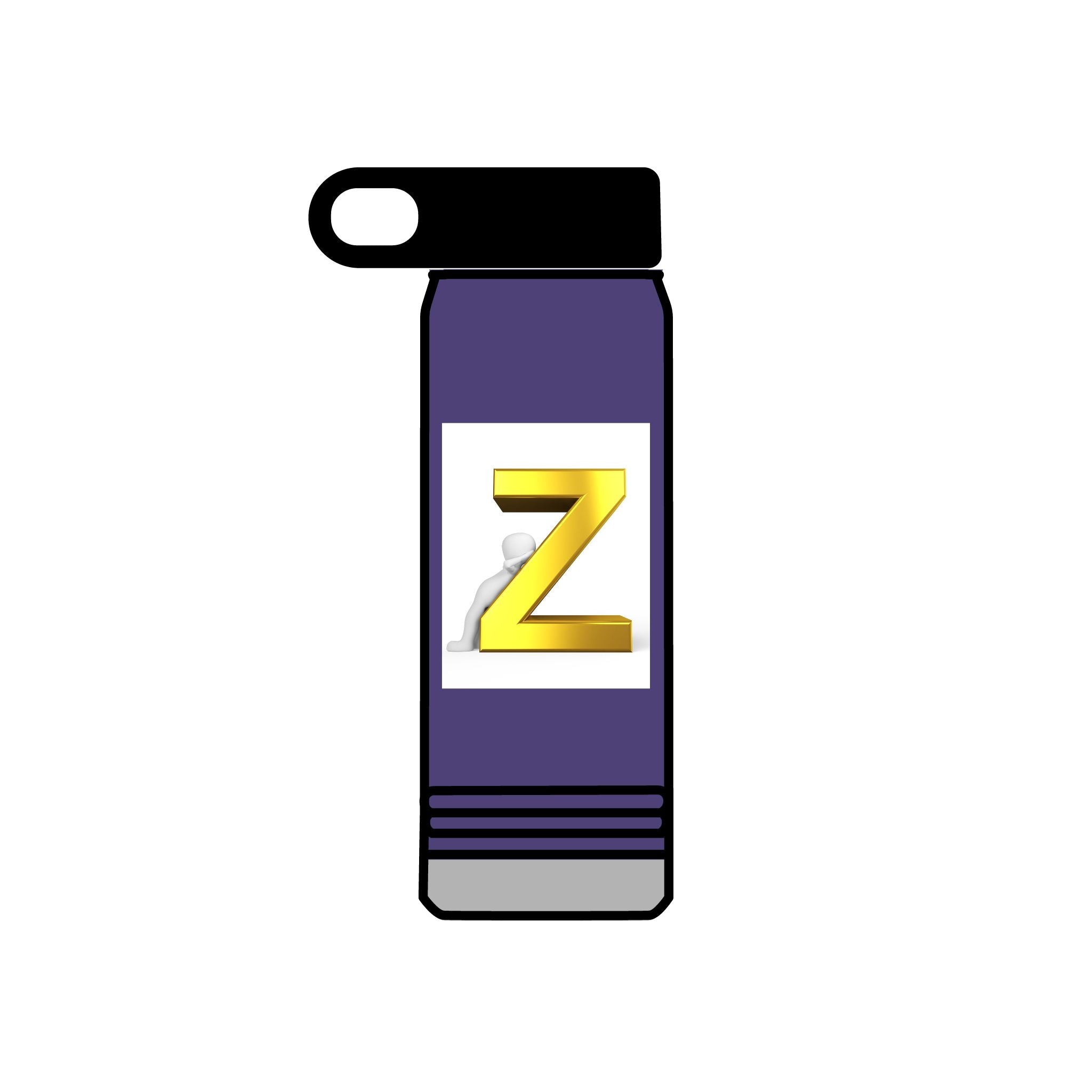 Bouteille d'eau Z 3D dorée | Monogramme initiale 590 ml