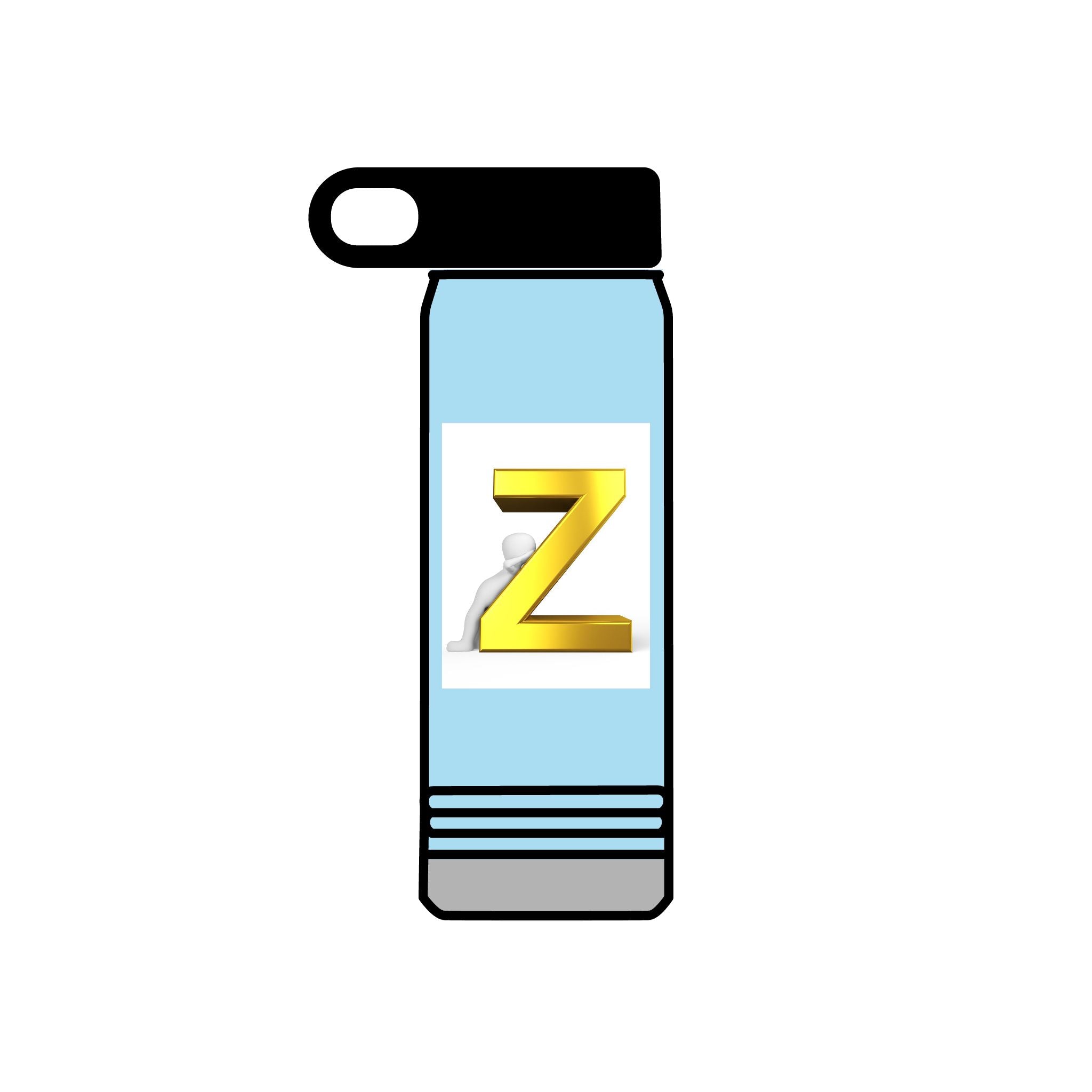Bouteille d'eau Z 3D dorée | Monogramme initiale 590 ml