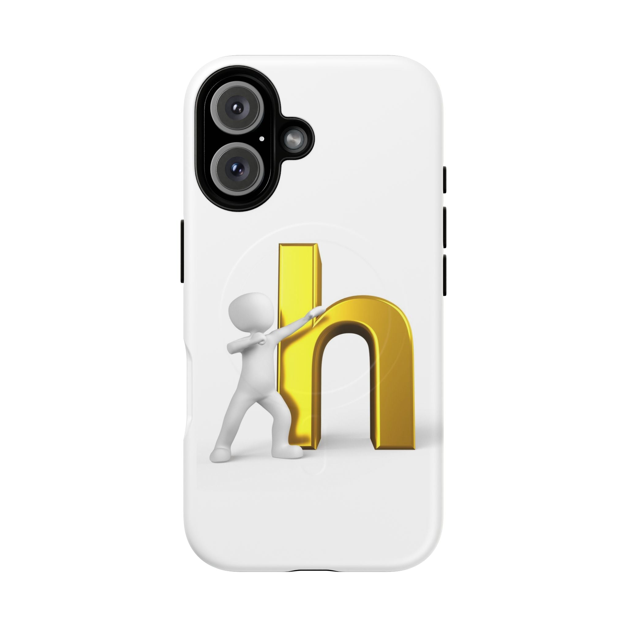 Coque de téléphone 3D avec lettre H dorée poussée | Coque magnétique robuste