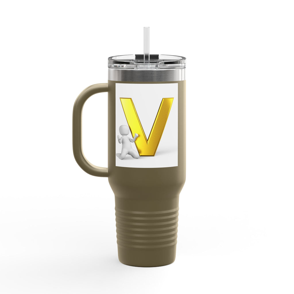 3D Letter V Design Travel Mug | 40oz Insulated Tumbler