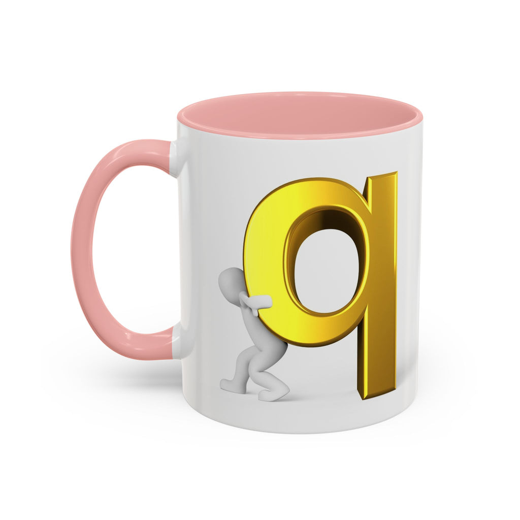 Gold Letter Q Push Character Mug | Accent Coffee Mug 11oz 15oz
