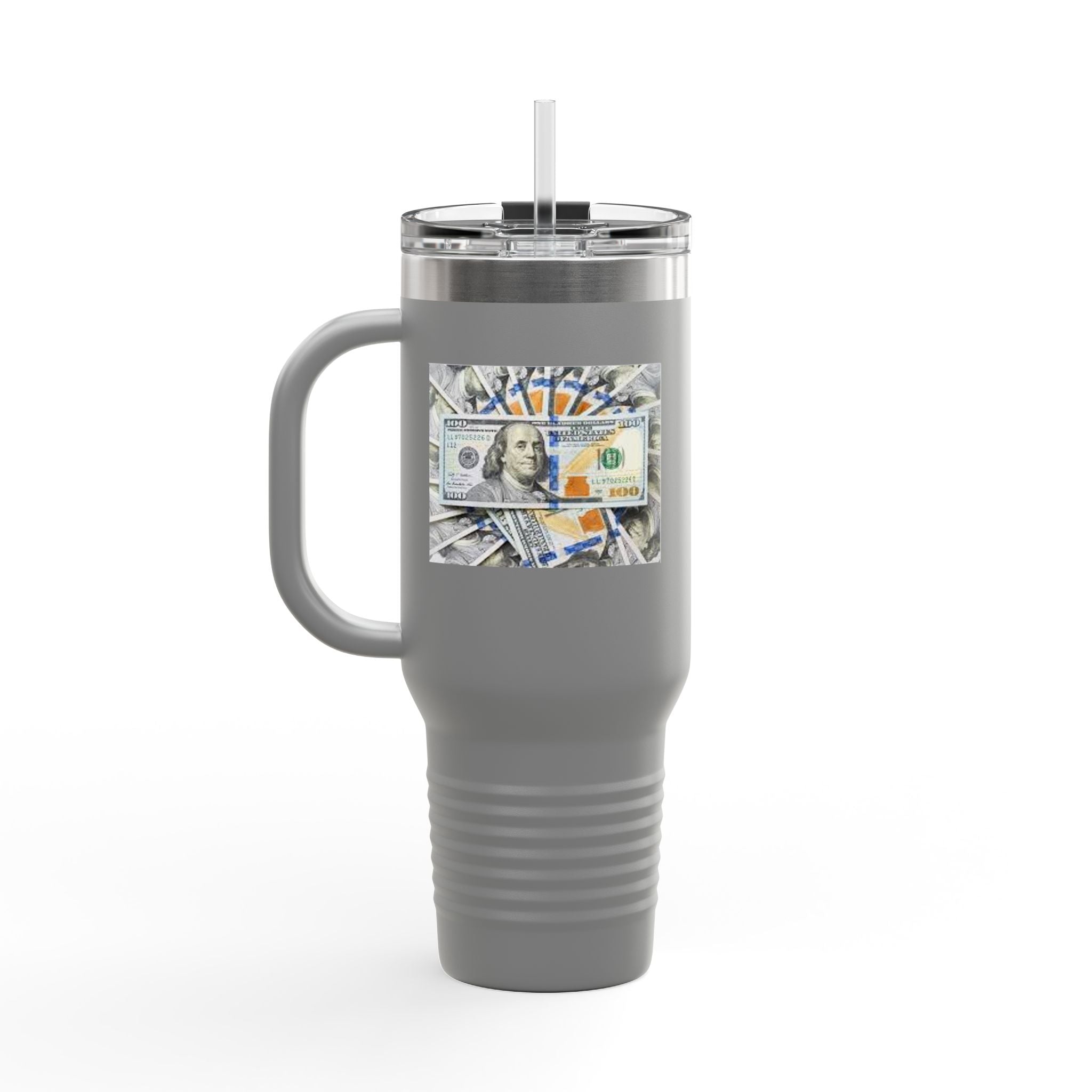 Stacked Hundred Dollar Bills Insulated Travel Mug | 40oz