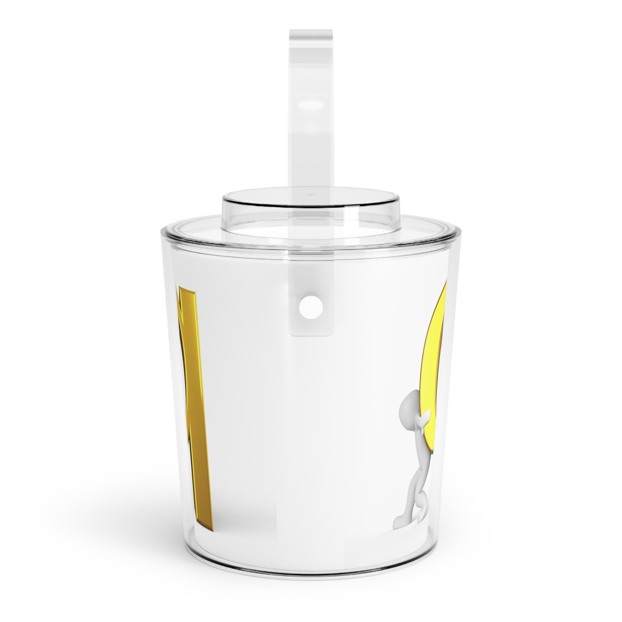 Gold Letter Q Design Ice Bucket | Acrylic Ice Bucket with Handle and Tongs