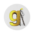 Gold Letter G with Worker Ladder Round Rug | Initial Monogram Floor Mat