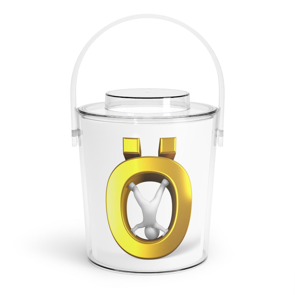 Gold Letter Ö Illustration Ice Bucket | Clear Acrylic Ice Bucket with Tongs