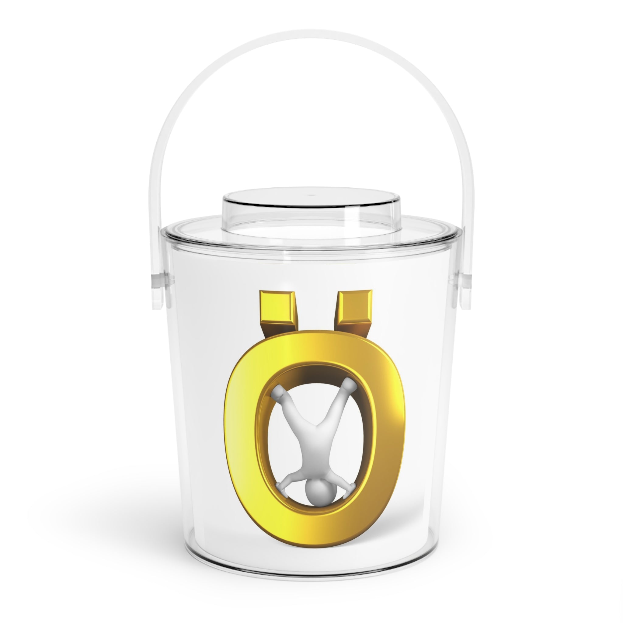 Gold Letter Ö Illustration Ice Bucket | Clear Acrylic Ice Bucket with Tongs