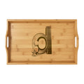 Lowercase monogram d engraving Serving Tray | Bamboo engraved tray