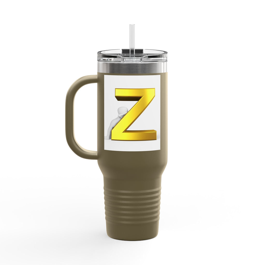 Gold 3D Letter Z Travel Mug | 40oz Insulated Tumbler