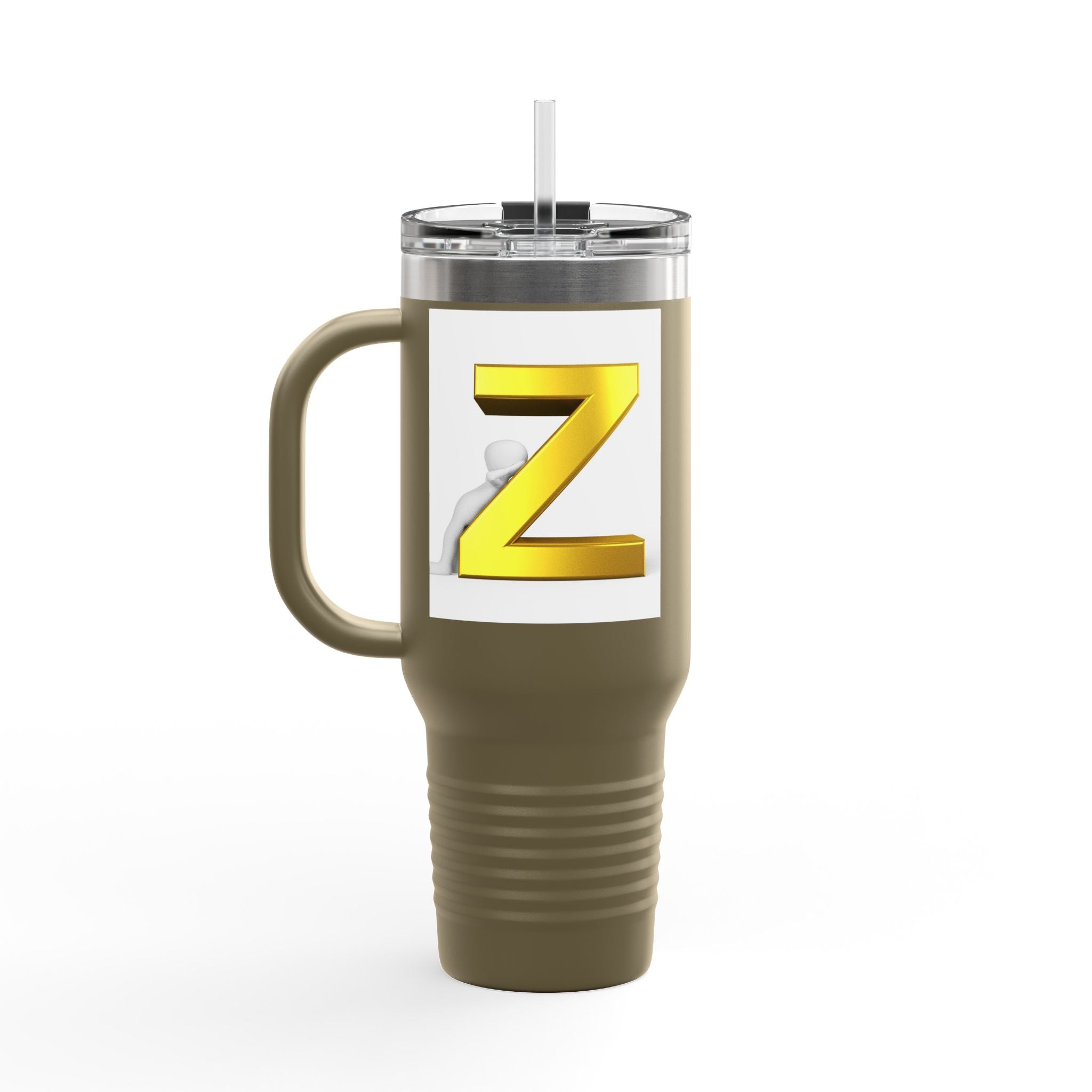 Gold 3D Letter Z Travel Mug | 40oz Insulated Tumbler