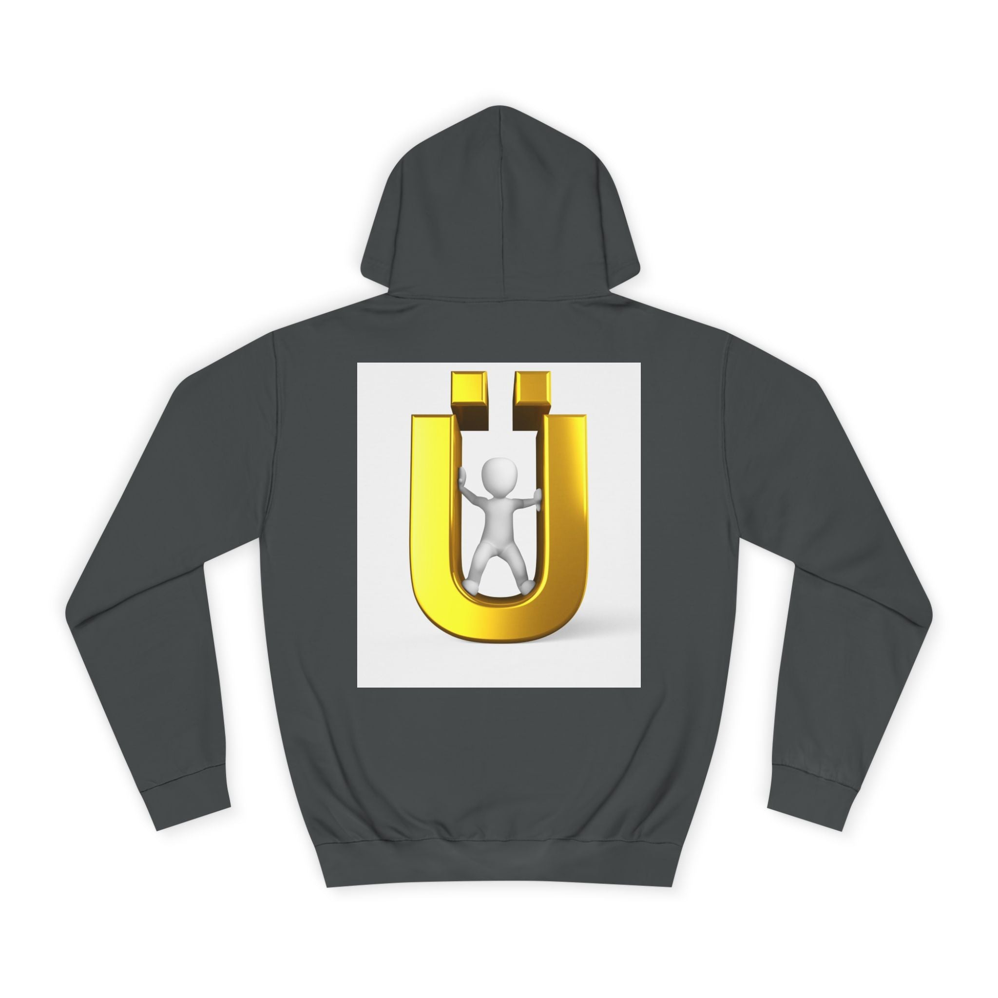Gold Ü Letter Logo Hoodie | 3D Person Initial U Sweatshirt