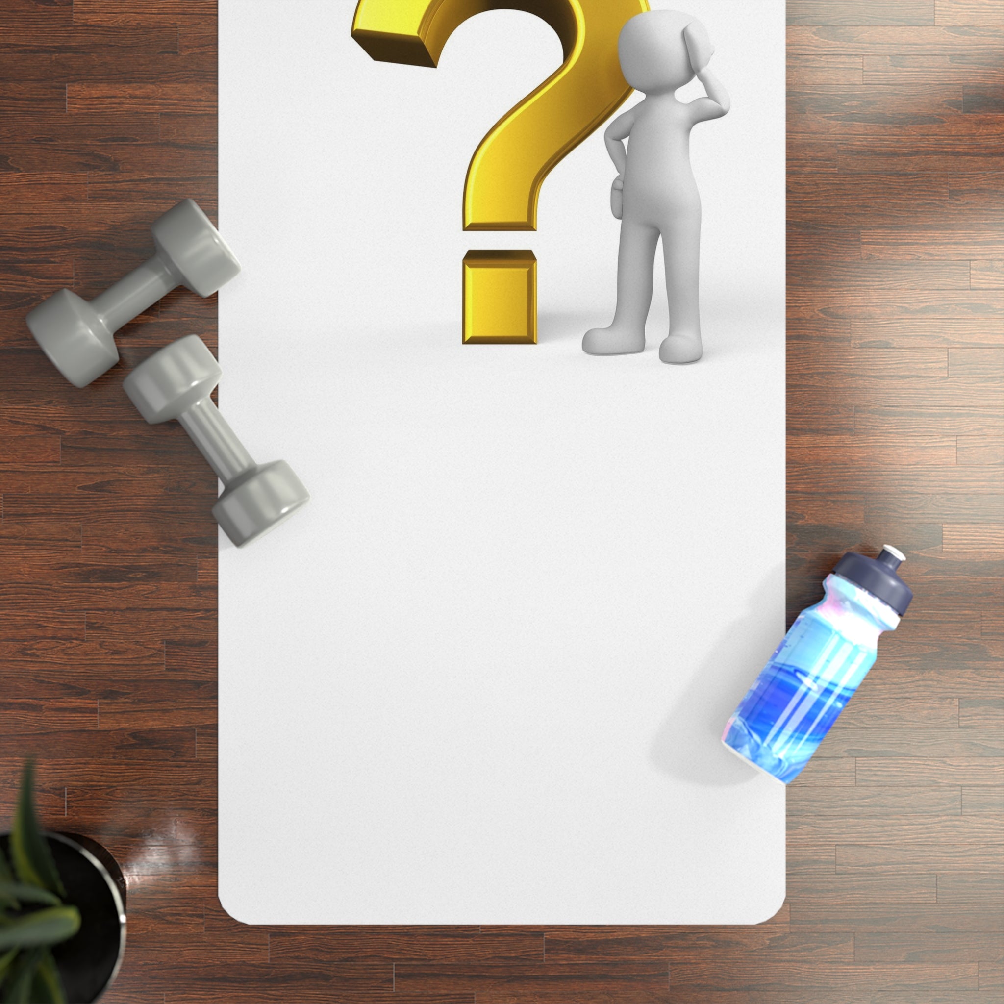 3D Question Mark Figure Rubber Yoga Mat | Curious Symbol Exercise Mat