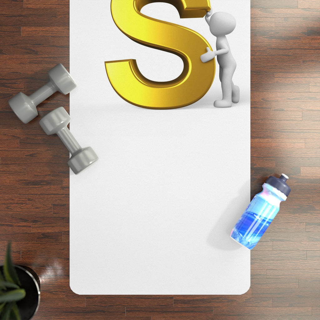 Gold Letter S Monogram Rubber Yoga Mat | Initial S Exercise Mat
