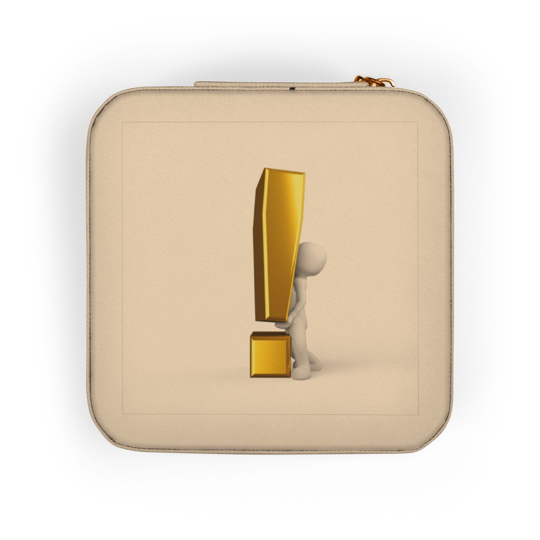 Minimalist Exclamation Accent Jewelry Travel Case | Compact Faux Leather