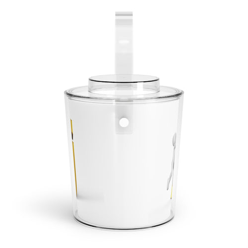 Seau à glace 3D Bonhomme allumette avec lettre J dorée | Seau à glace avec pinces