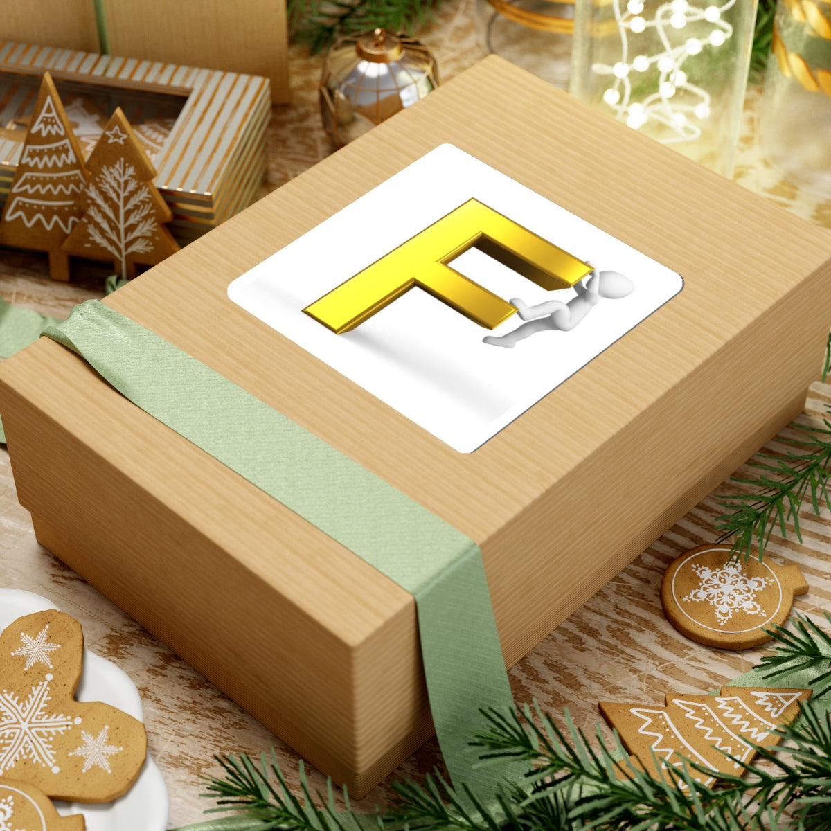 Gold Letter F Climber Sticker | Kiss-Cut Sticker
