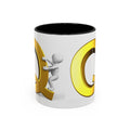3D Gold Letter Q with Climbing Figure Mug | Accent Coffee Mug 11oz 15oz