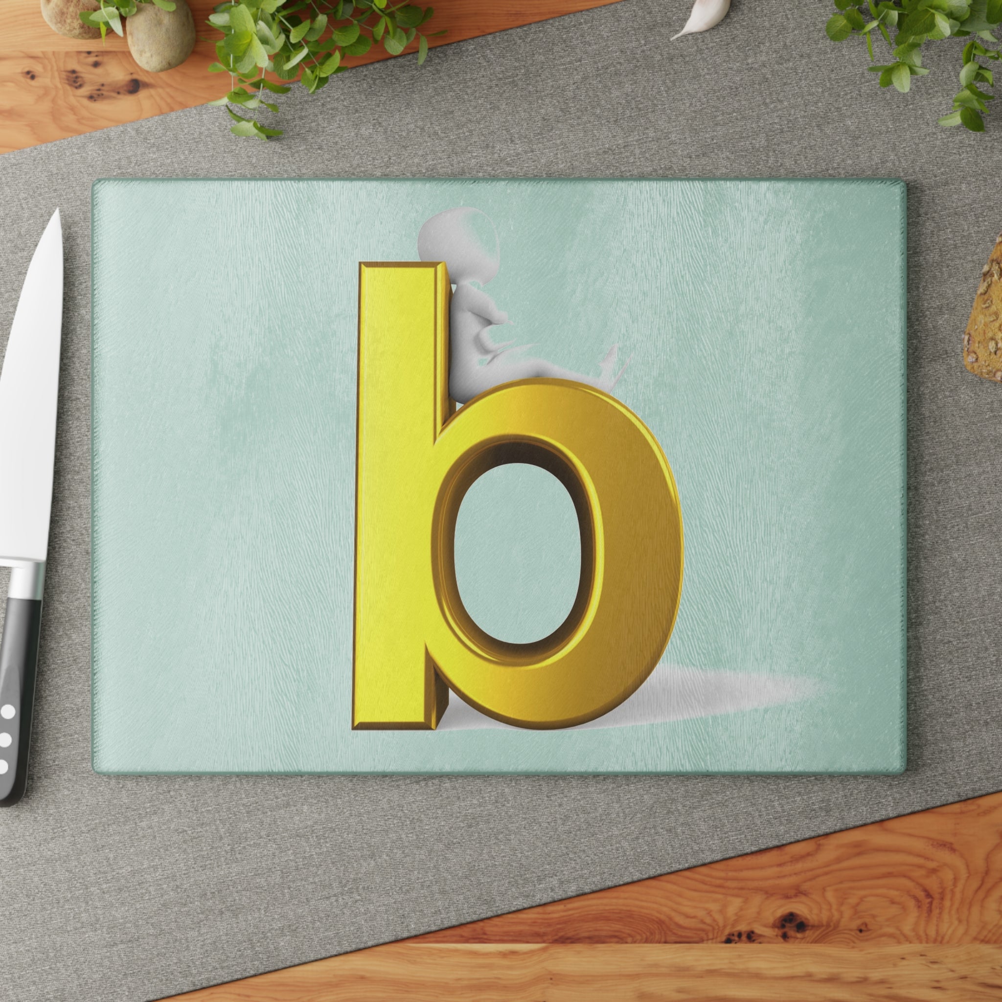 Gold 3D Letter B Cutting Board | Glass