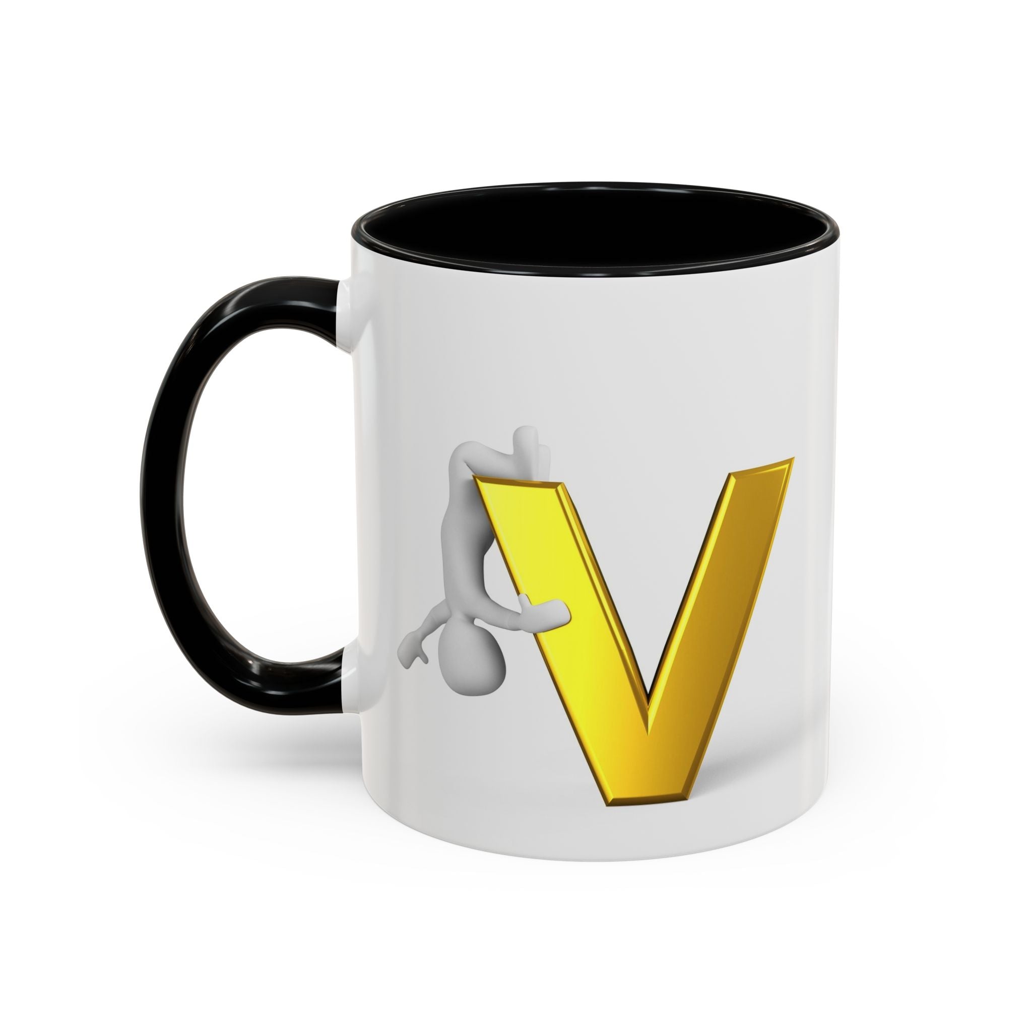 Gold Letter V with Figure Mug | Accent Coffee Mug