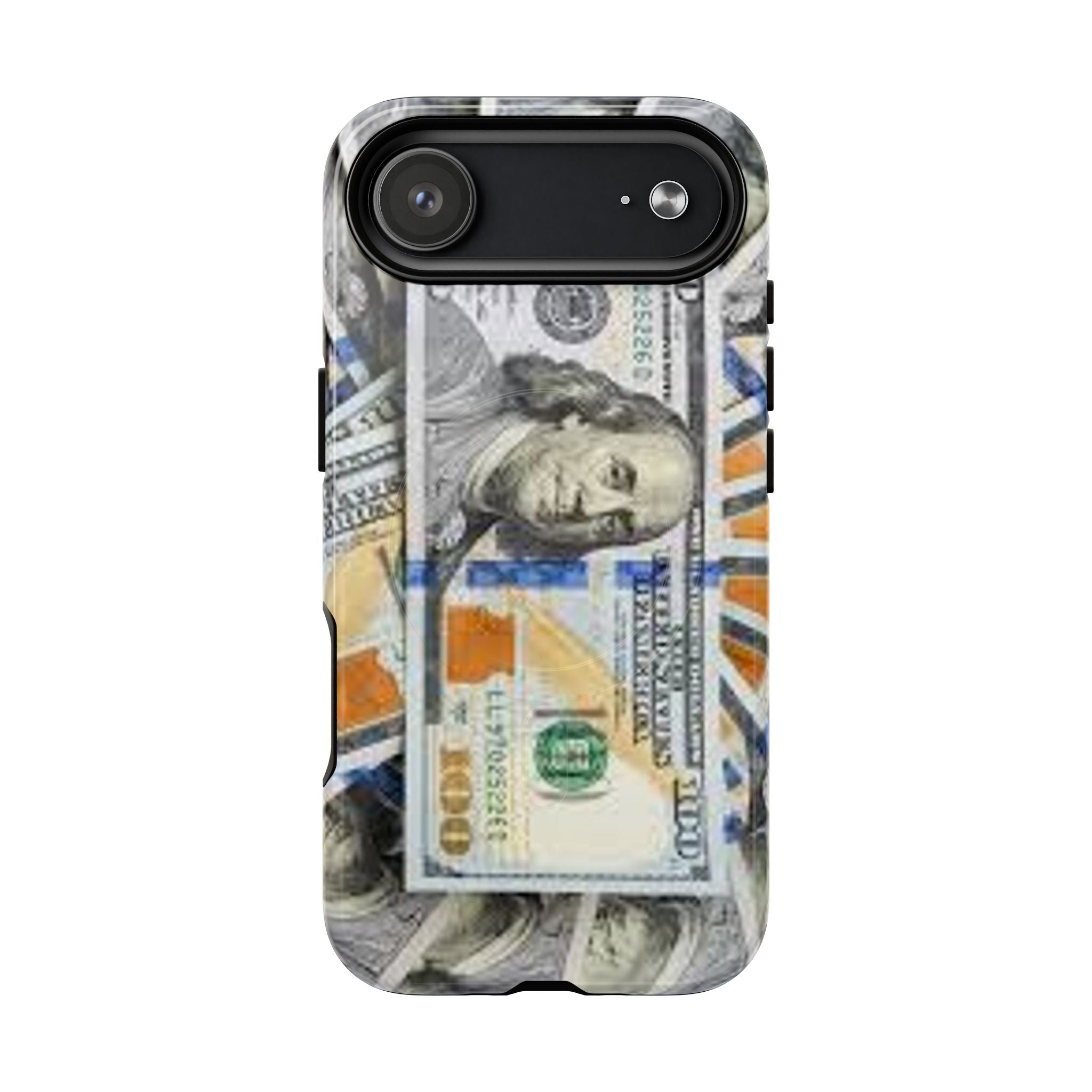 Coque de téléphone Billets de cent dollars | Coque magnétique robuste, motif argent