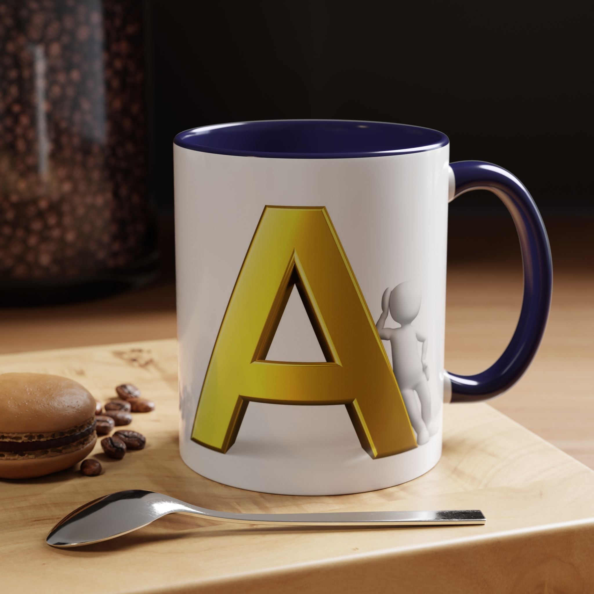 Gold Buchstabe A Tasse mit Initialen | Monogramm Buchstabe A Tasse