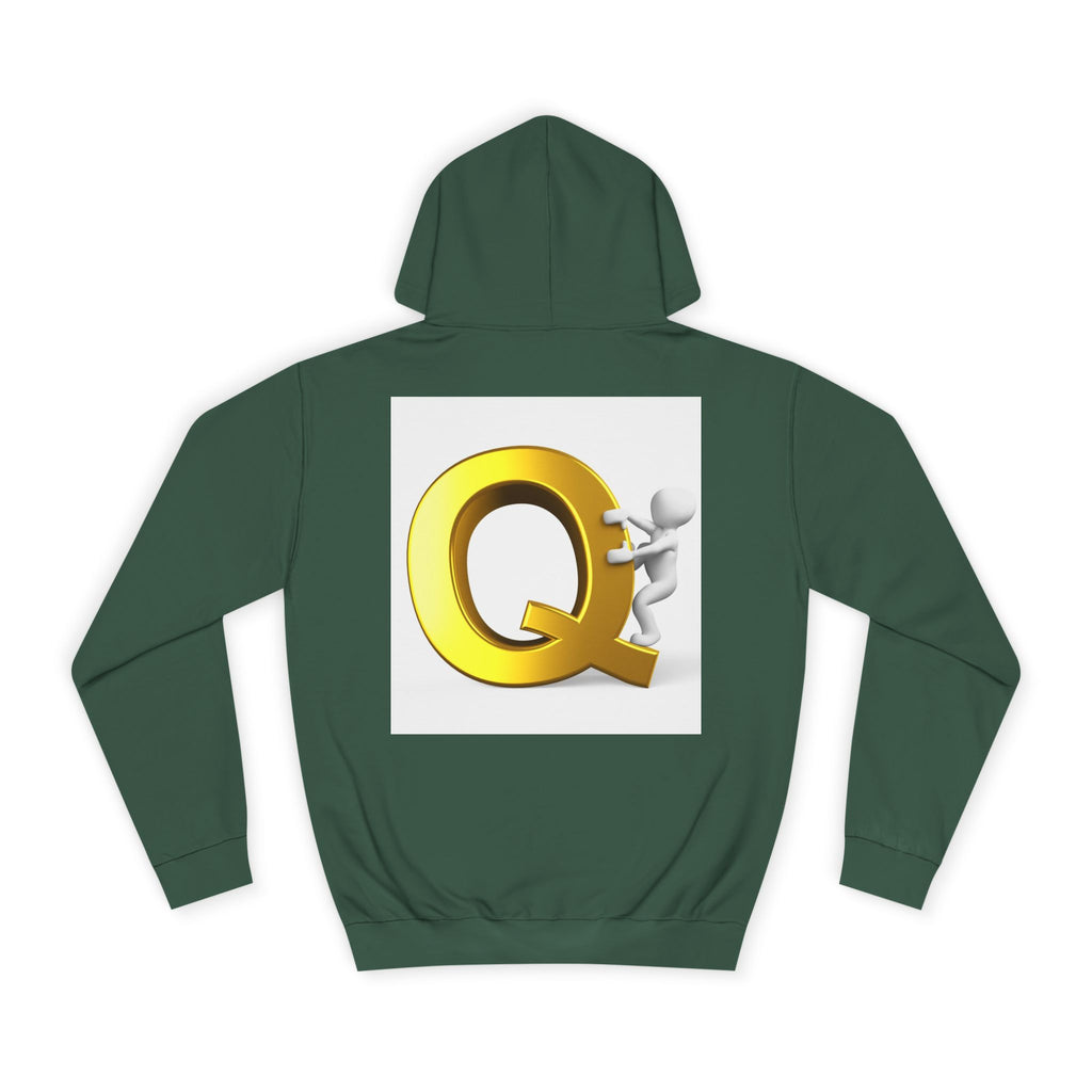 Golden Q Letter Hoodie | 3D Character Climbing Initial Sweatshirt