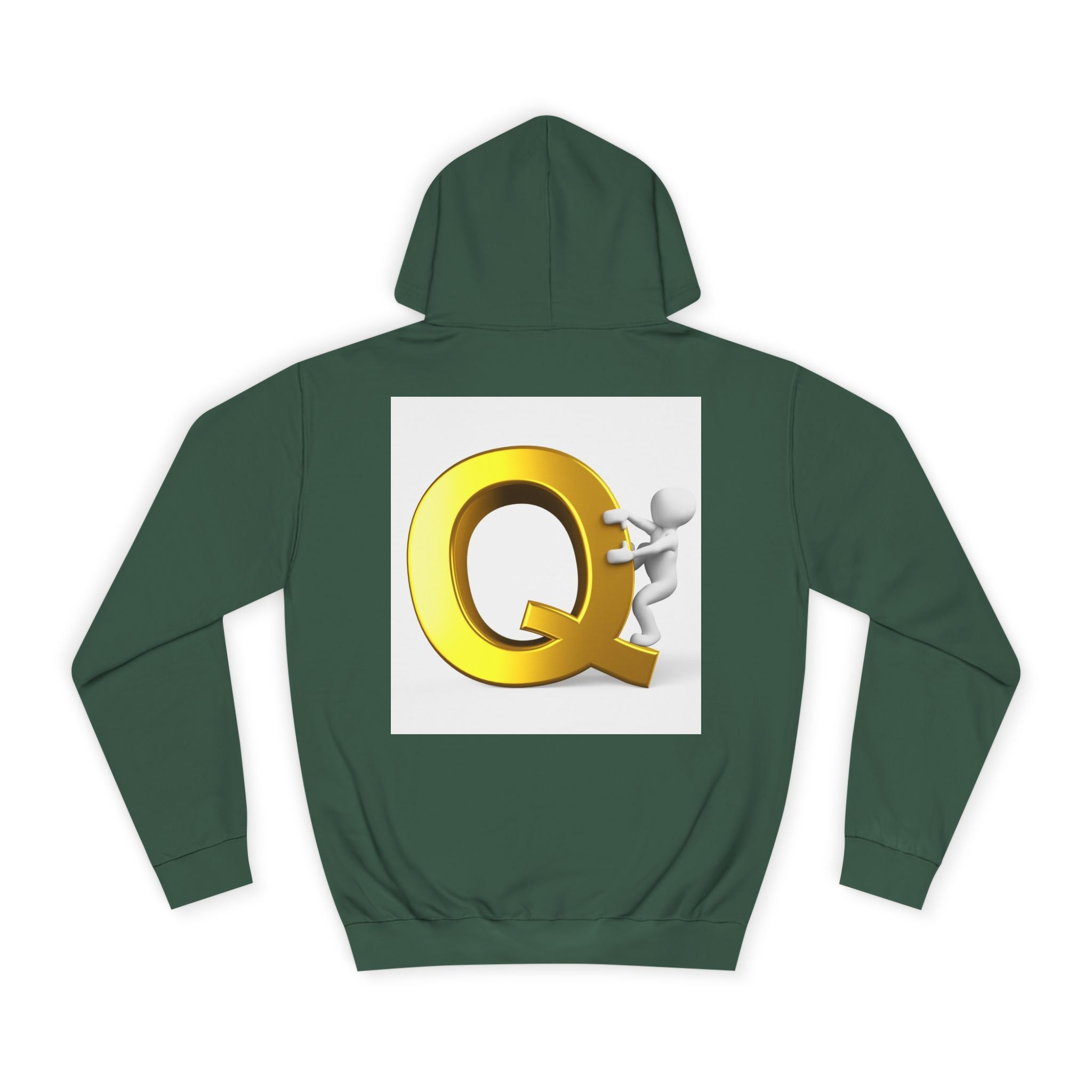 Golden Q Letter Hoodie | 3D Character Climbing Initial Sweatshirt