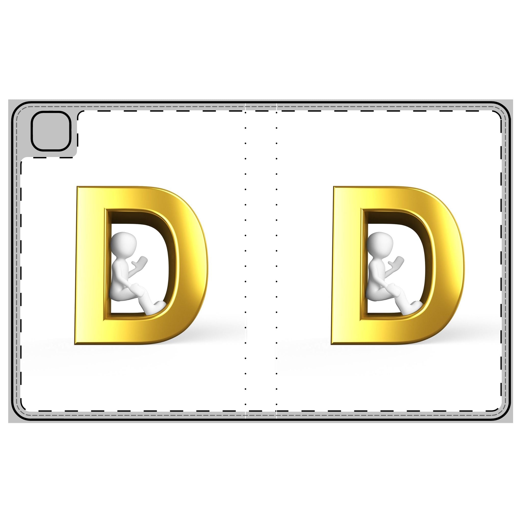 Étui Folio pour tablette Monogramme Lettre D Or | Housse initiale D