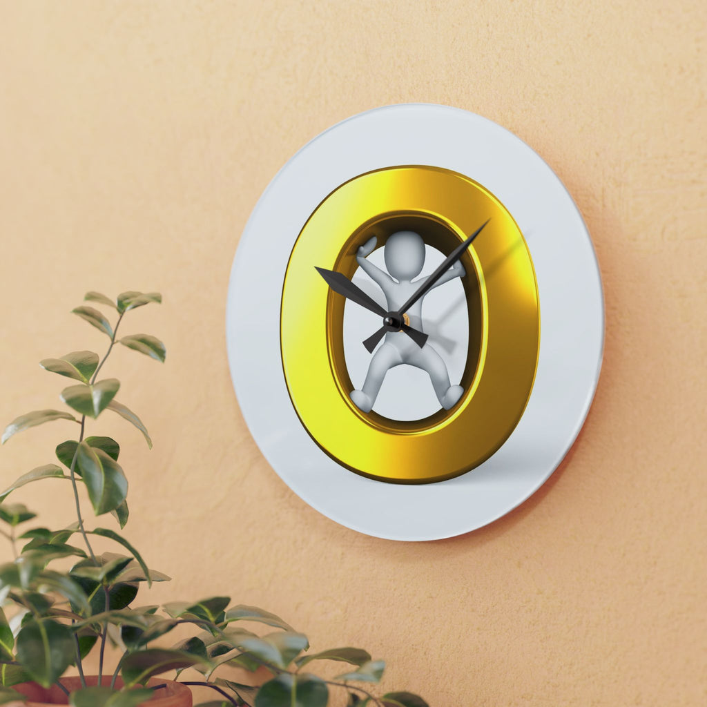 Gold Letter O Figure Acrylic Wall Clock | Modern Minimalist Timepiece