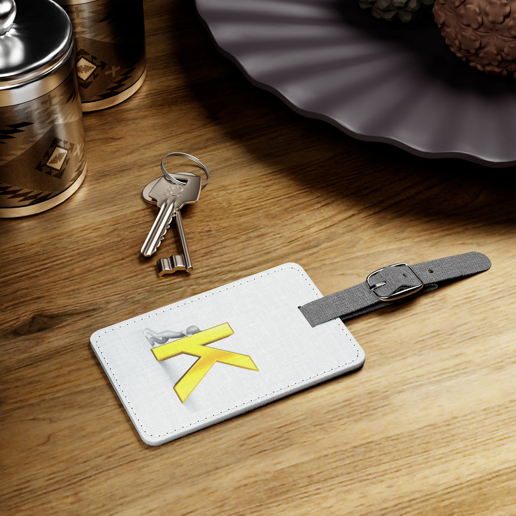Yellow Letter K Monogram Luggage Tag | Rectangle Polyester