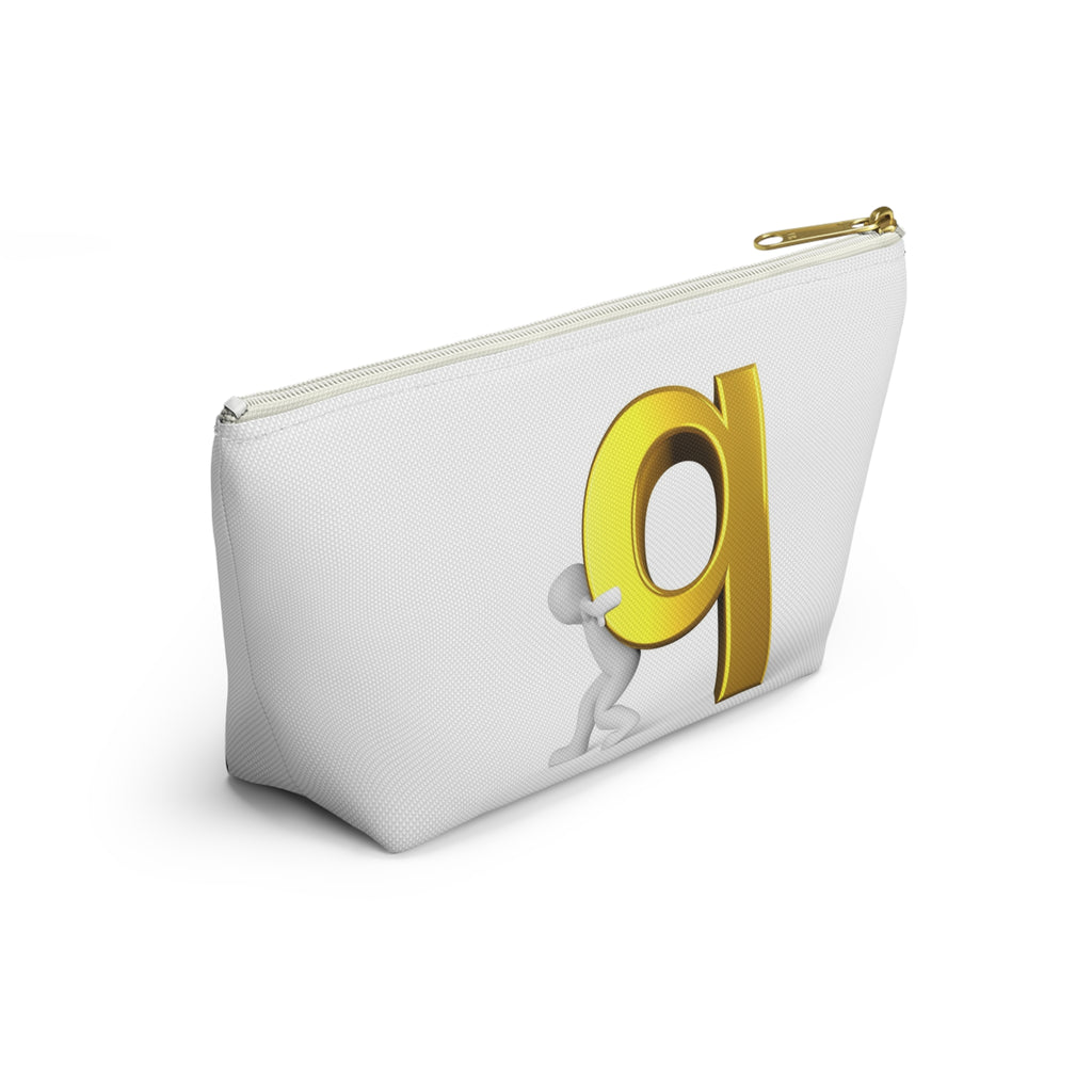 Gold Letter Q Monogram Accessory Pouch | T-Bottom Makeup Bag