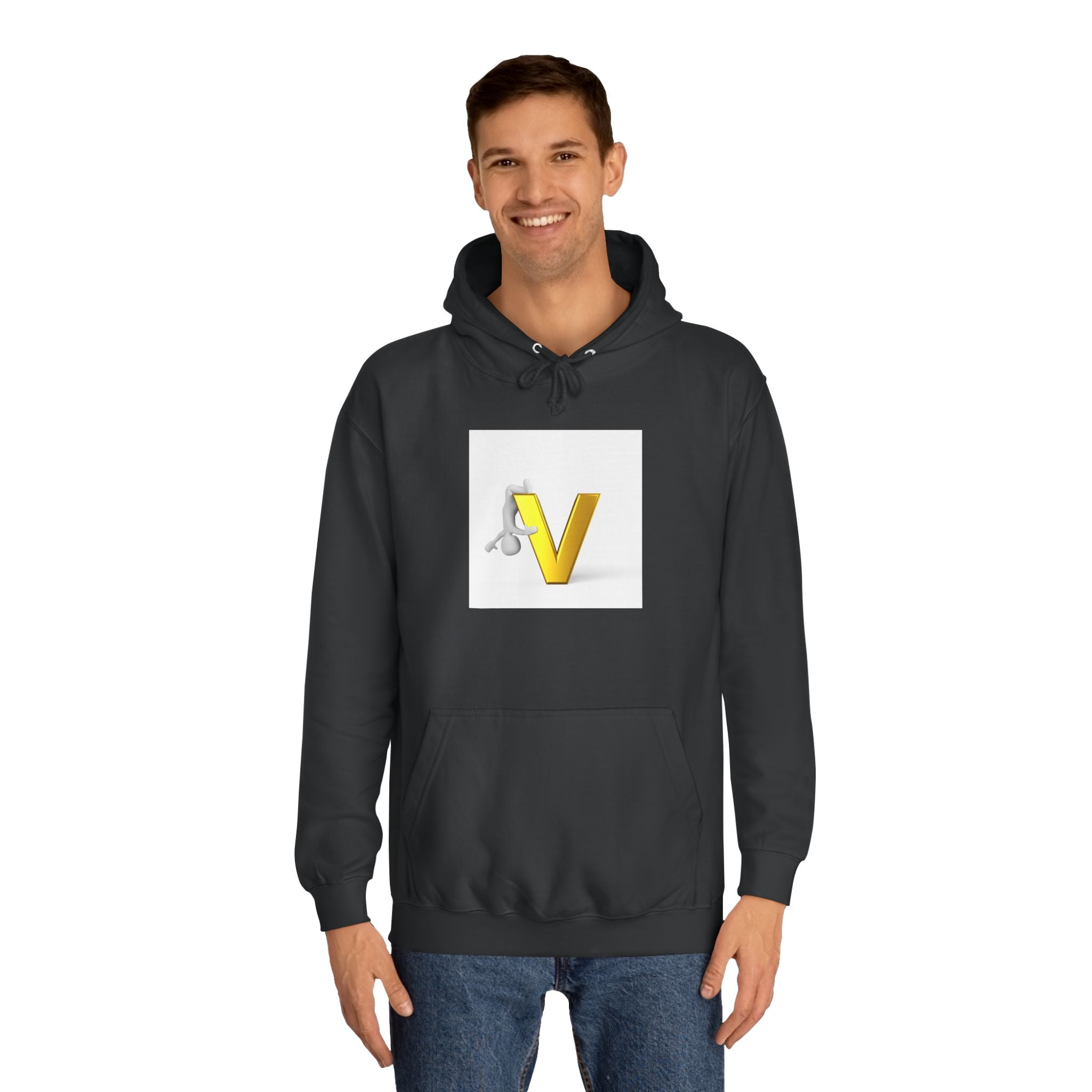 3D Gold Letter V Hoodie | Letter V Initial Sweatshirt