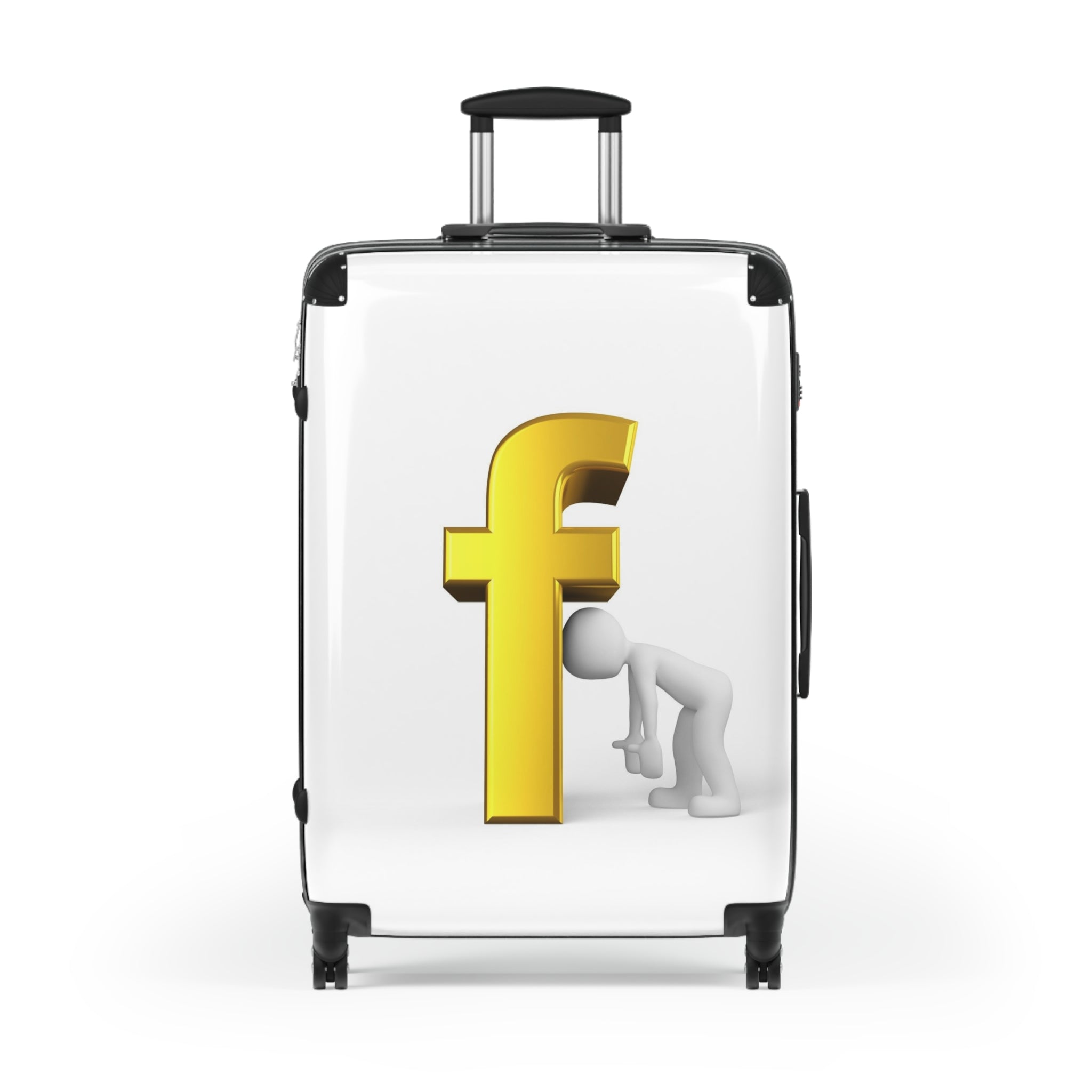 Golden F Letter Humor suitcase | Luggage with 3D letter graphic