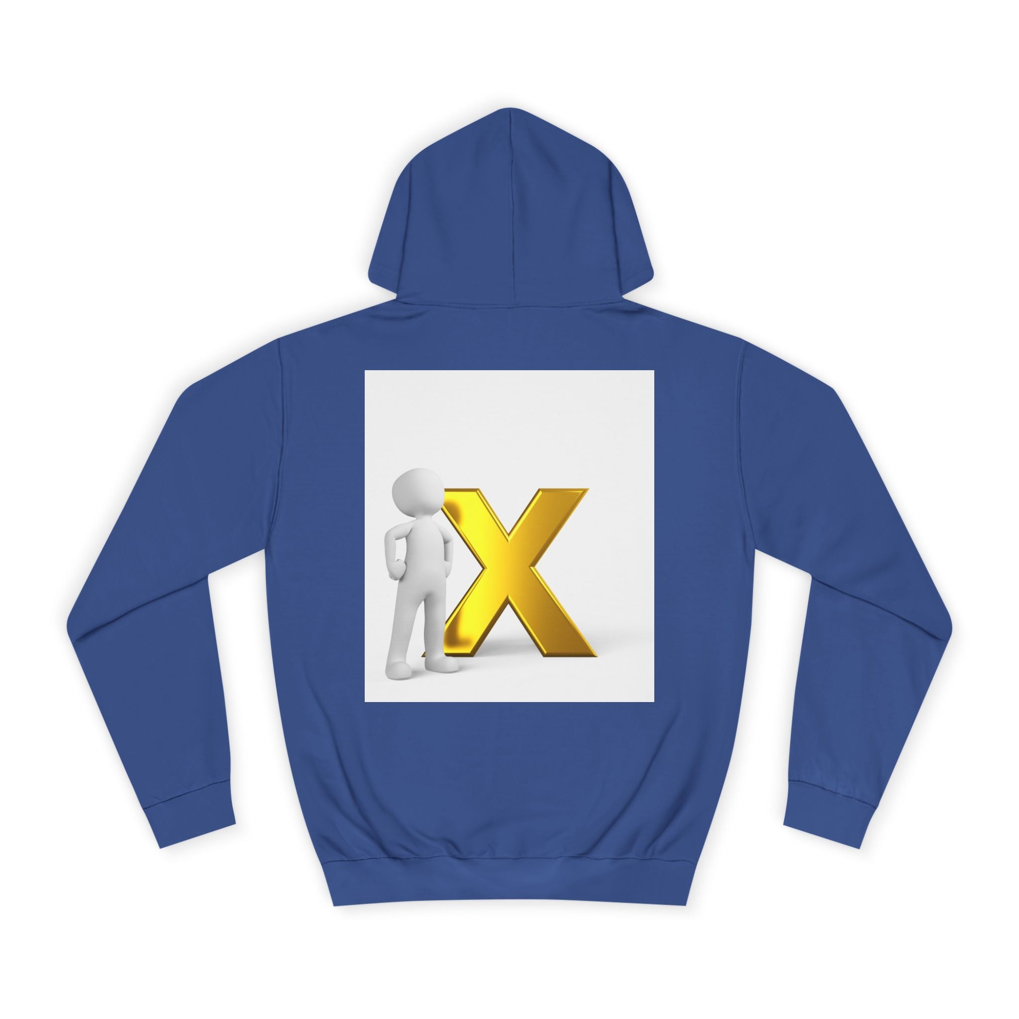 3D Figure Leaning on Gold X Hoodie | Letter X Initial Pullover