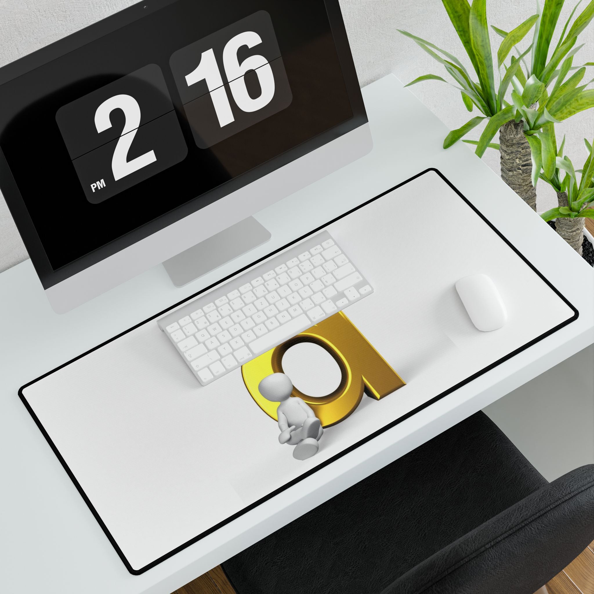 Gold Letter d Illustration Desk Mat | Typographic Mouse Pad
