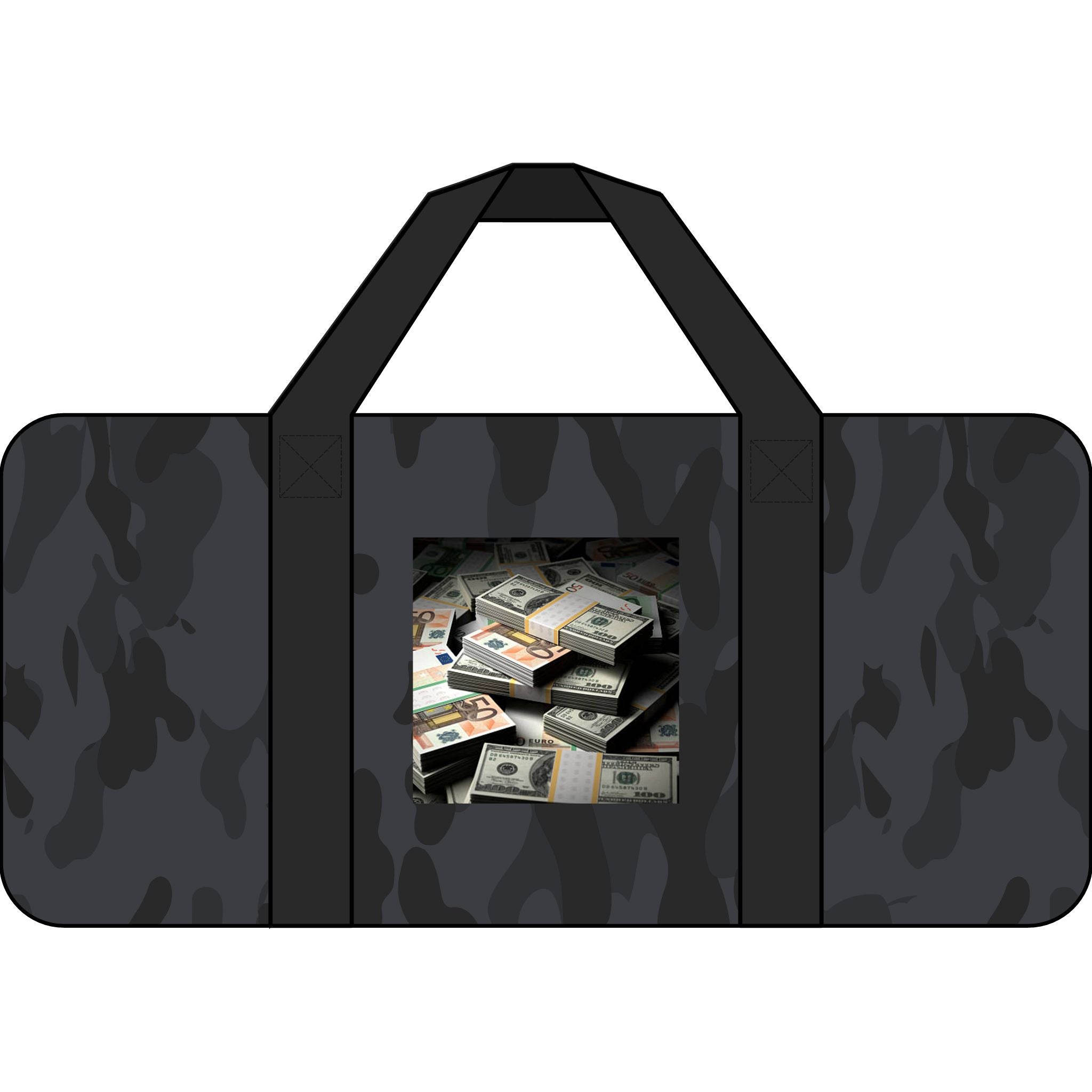 Stack of Cash Tripper Duffel Bag | Money Graphic Travel Bag, Checker Strap